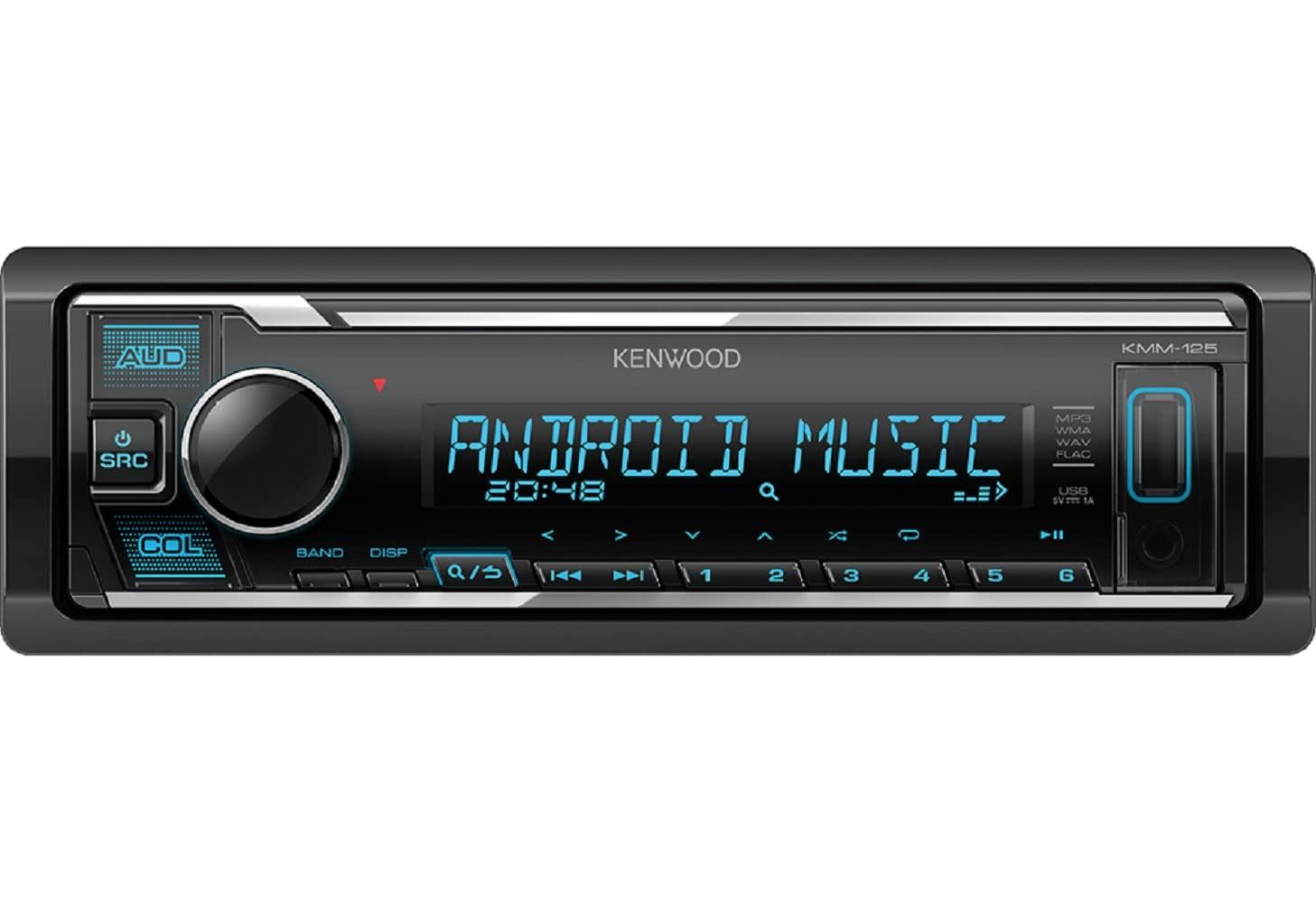 Kenwood KMM-125 Digital Media Receiver Front USB Aux In Mechless Car Stereo (Direct Control for iPod | iPhone | Android) 4 x 50Watt Pre-out Output Level 2.5V Preout Rear / Subwoofer Switchable