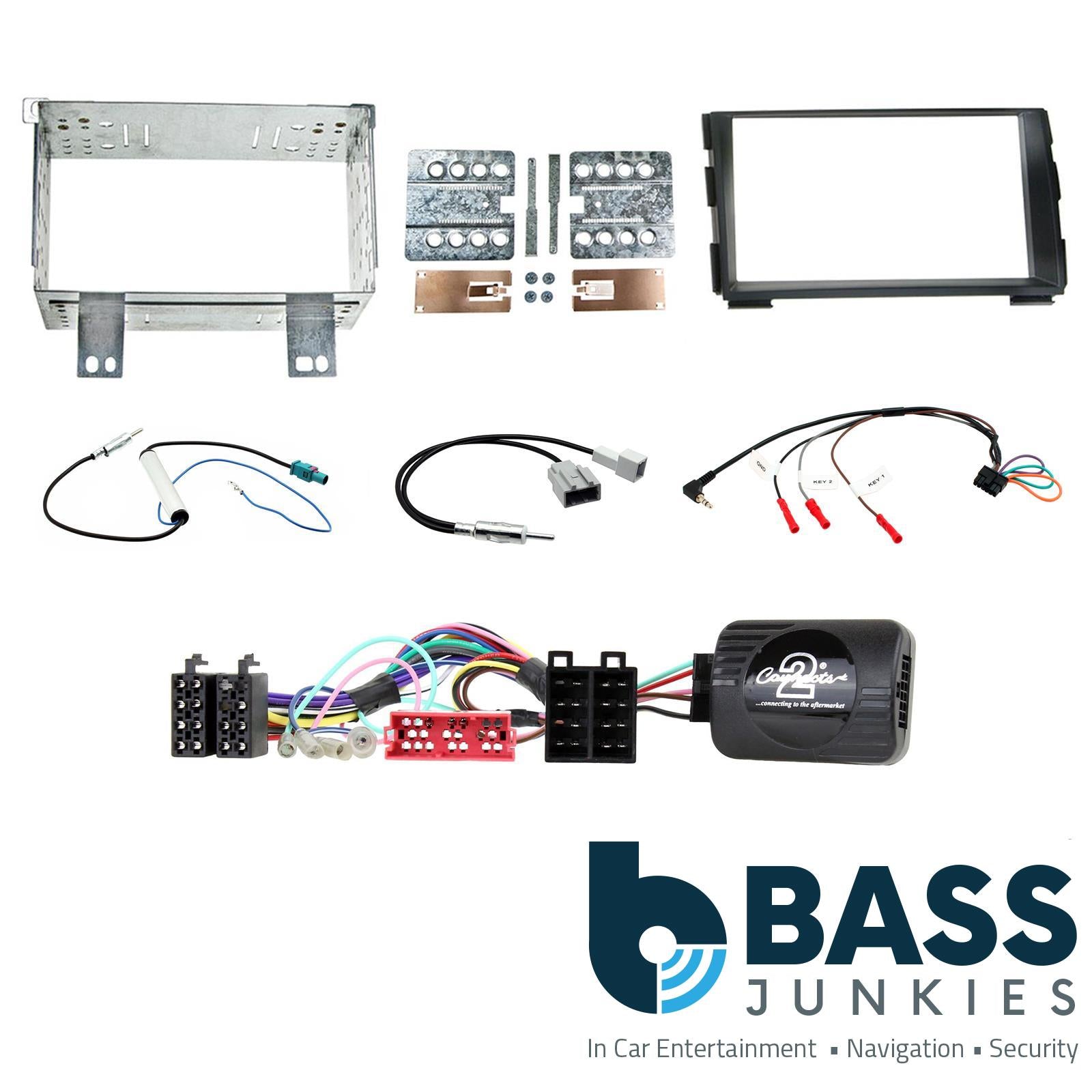 Connects 2 CTKKI03 - KIA Ceed/Pro Ceed 2009 - 2012 Double Din Facia & Steering wheel Interface Fitting Installation Kit (Black Facia Panel)