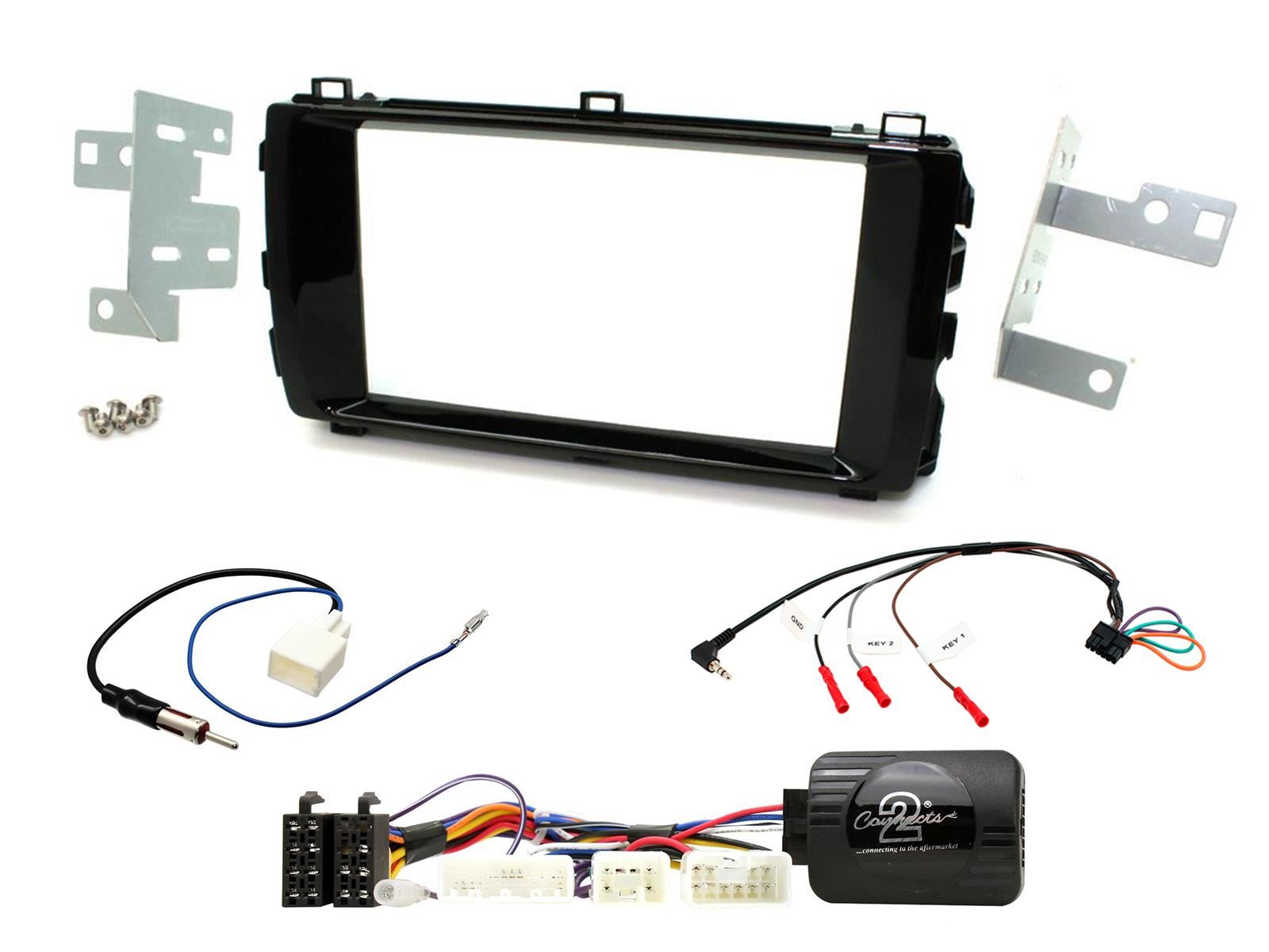 Grundig 6.8" Apple Android Double Din Stereo Fitting Kit + Steering Wheel Stalk Controls to fit Toyota Auris 2013-15