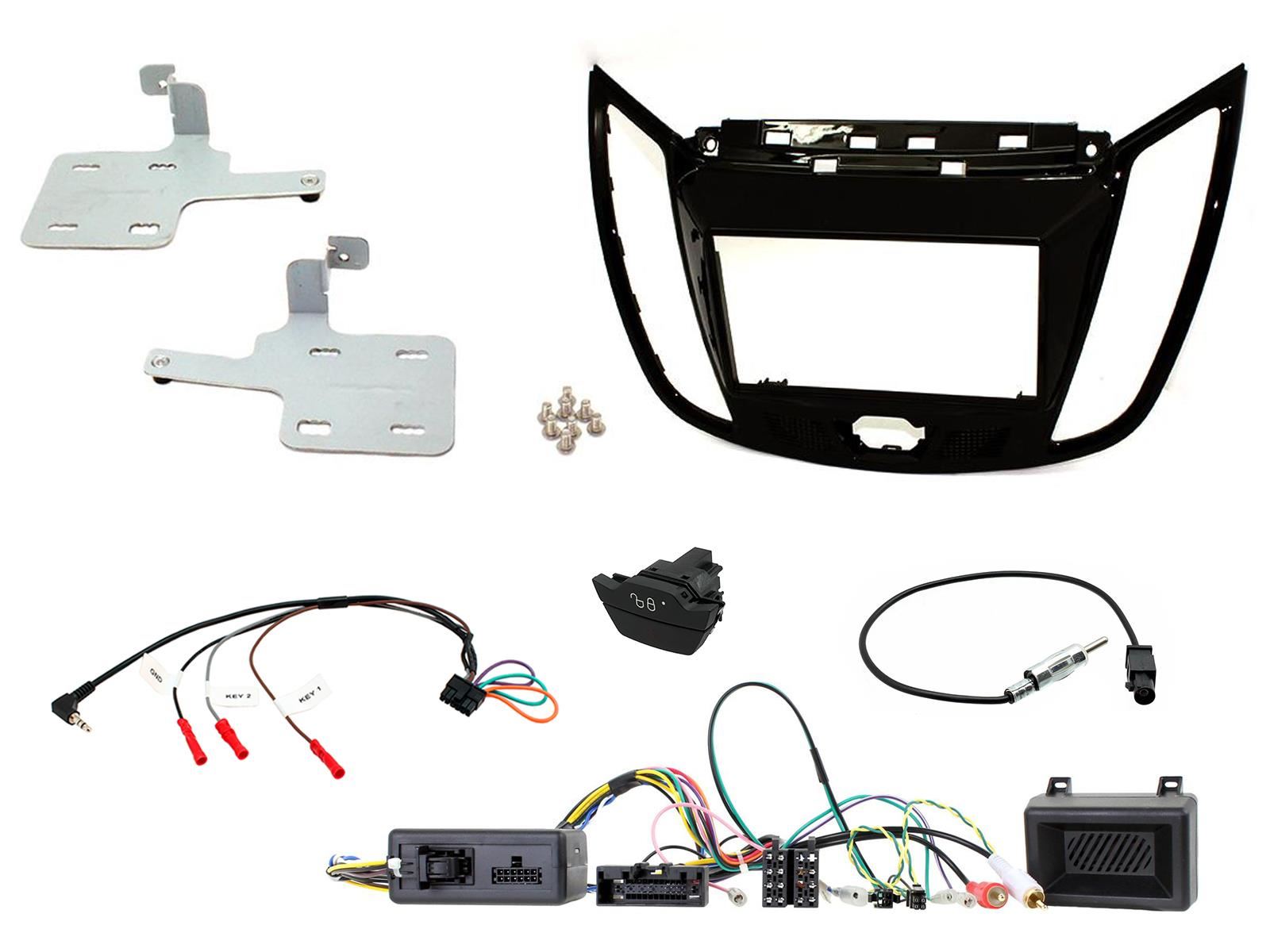 Grundig 6.8" Apple Android Double Din Stereo Fitting Kit + Steering Wheel Stalk Controls to fit Ford C-Max 2010-