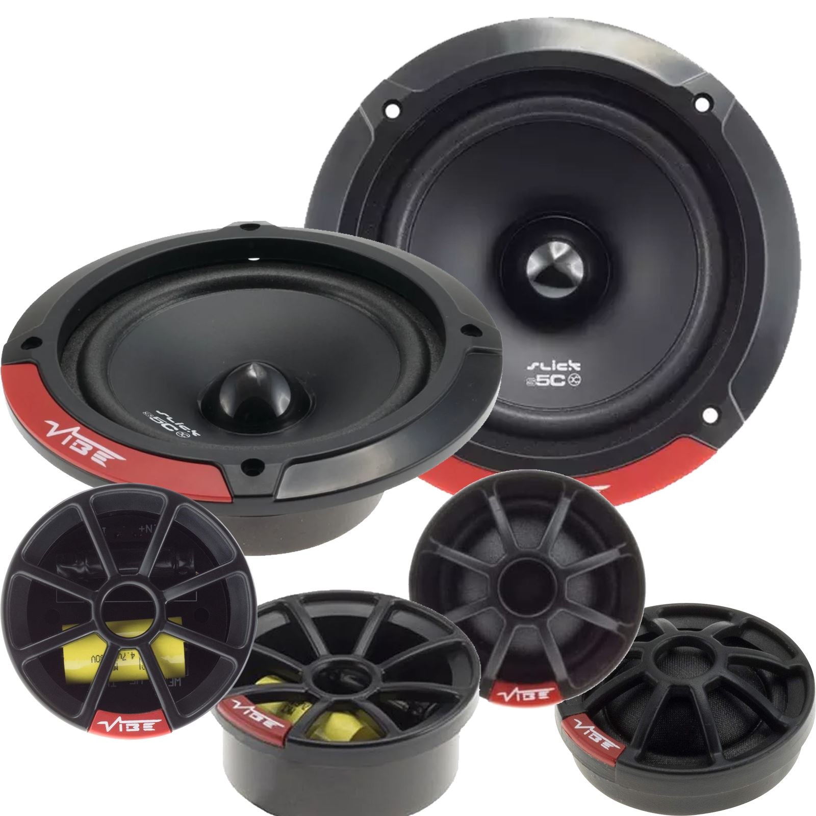 Vibe SLICK5C-V7 2-Way 130mm/13cm/5.25" Component Speakers (Per Pair 480 Watts) Fits Volvo S40 1996-00 | V40 94-04