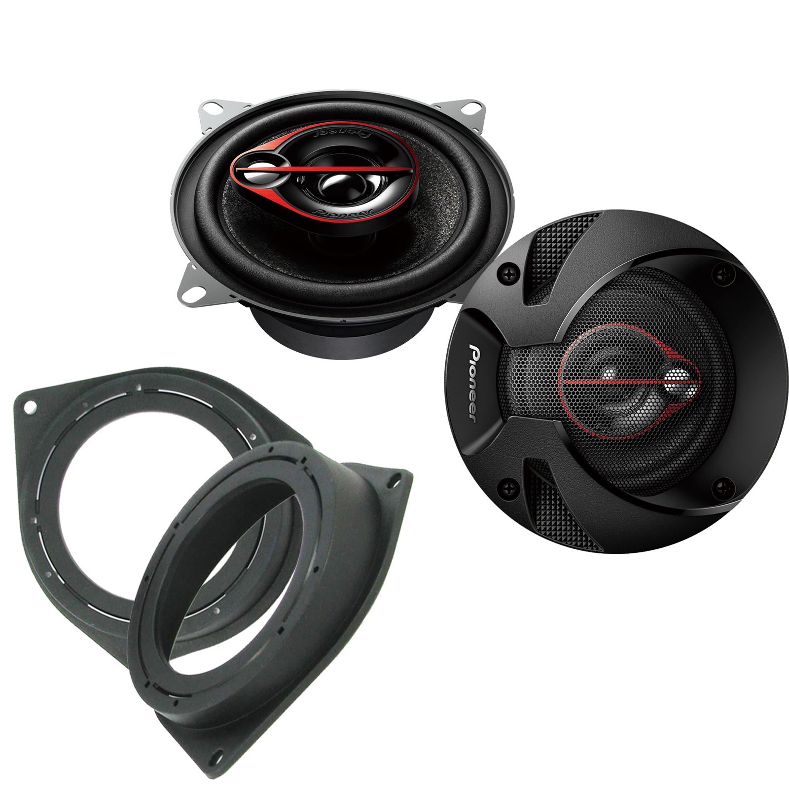 Pionner TS-R1051S 100mm/10cm/4" 3 Way Coaxial Car speakers (Per Pair Max 420|60 watts RMS) Fits Fiat Qubo 2008-18 | 500 07-14 | Bravo 07-14 | Fiorino 08-21 | Punto 12-21 | Grande-Punto 05-09