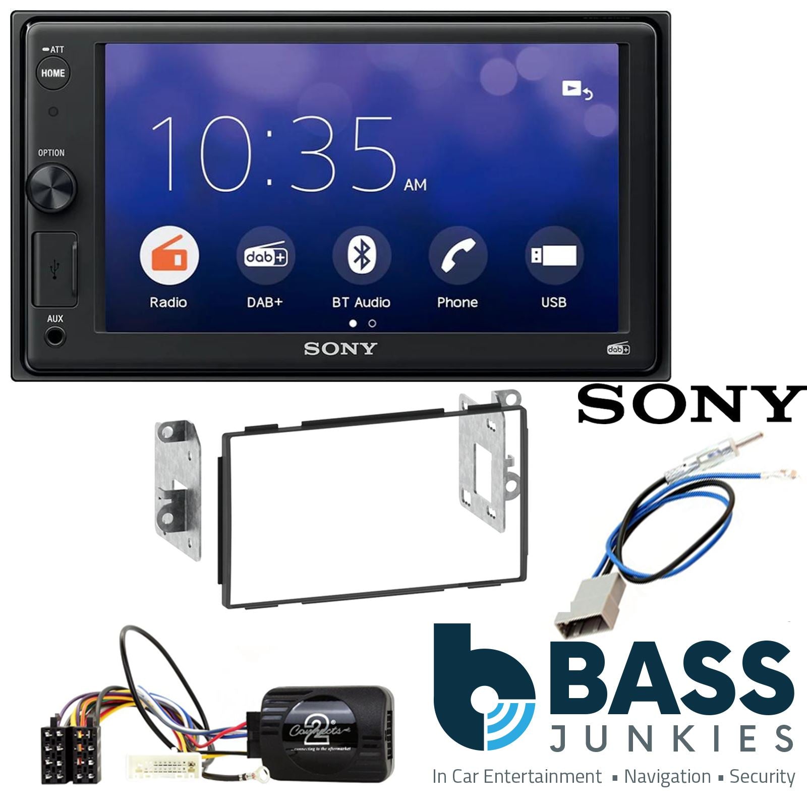 SONY XAV-1550D DAB+ Smart Bluetooth Car Radio + Stereo fitting kit + Steering Wheel Controls Loom for Nissan Qashqai 2007-2013