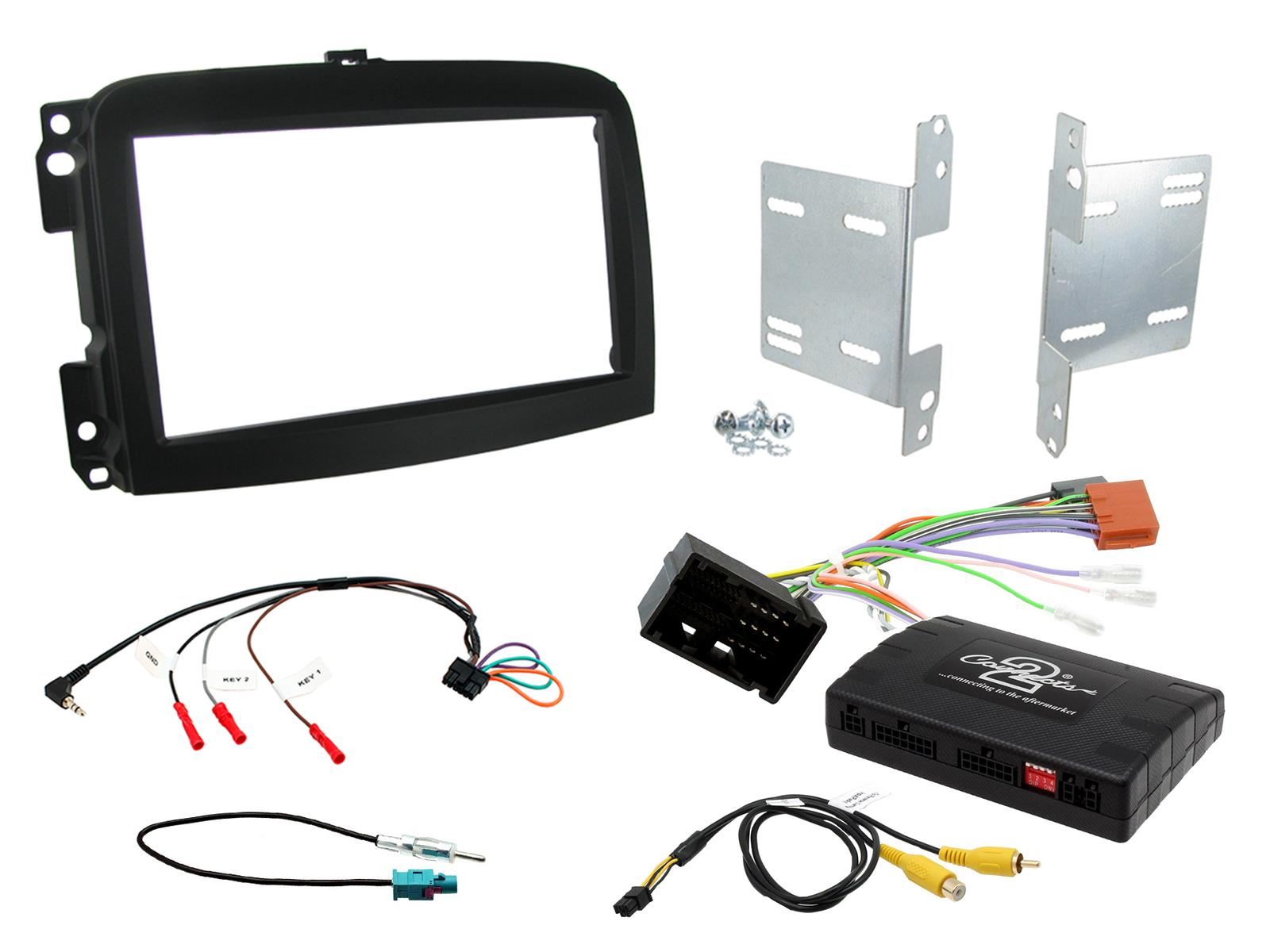 SONY DAB+ Apple | Android Double Din Stereo Fitting Kit + Steering Wheel Stalk Controls to fit Fiat 500L 2012-18