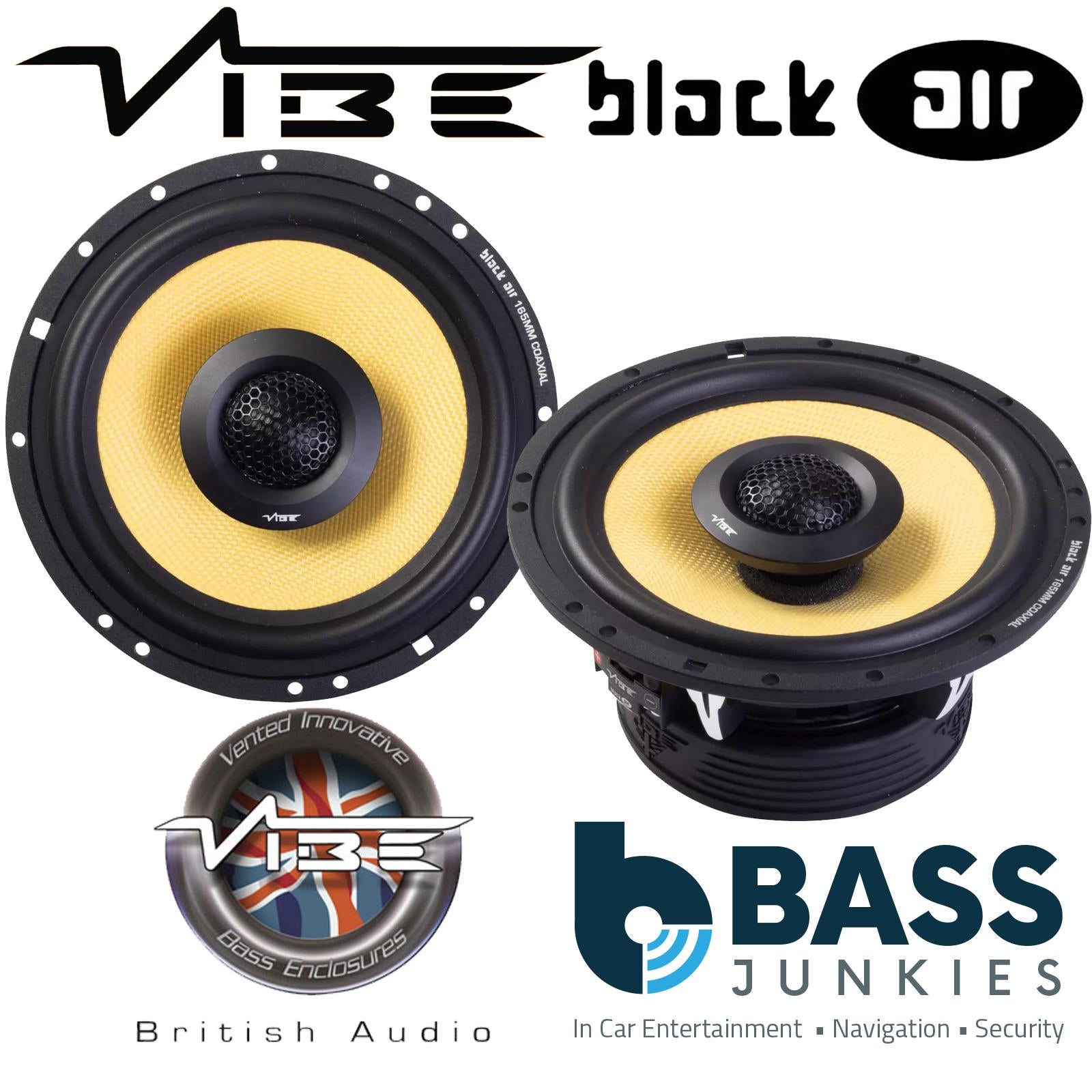 VIBE BA6-V4 – 840 Watts a Pair Blackair 6.5" 2 Way Coaxial Car Door Speakers (Pair)