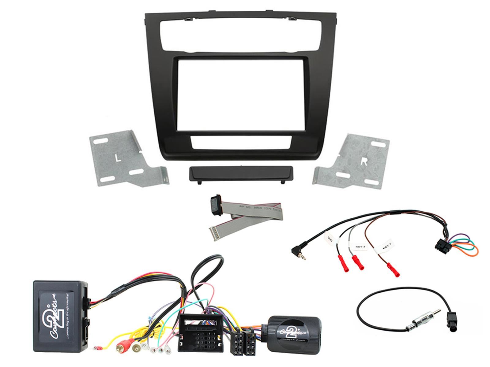 Grundig 6.8" Apple Android Double Din Stereo Fitting Kit + Steering Wheel Stalk Controls to fit BMW 1-Series 2007-13
