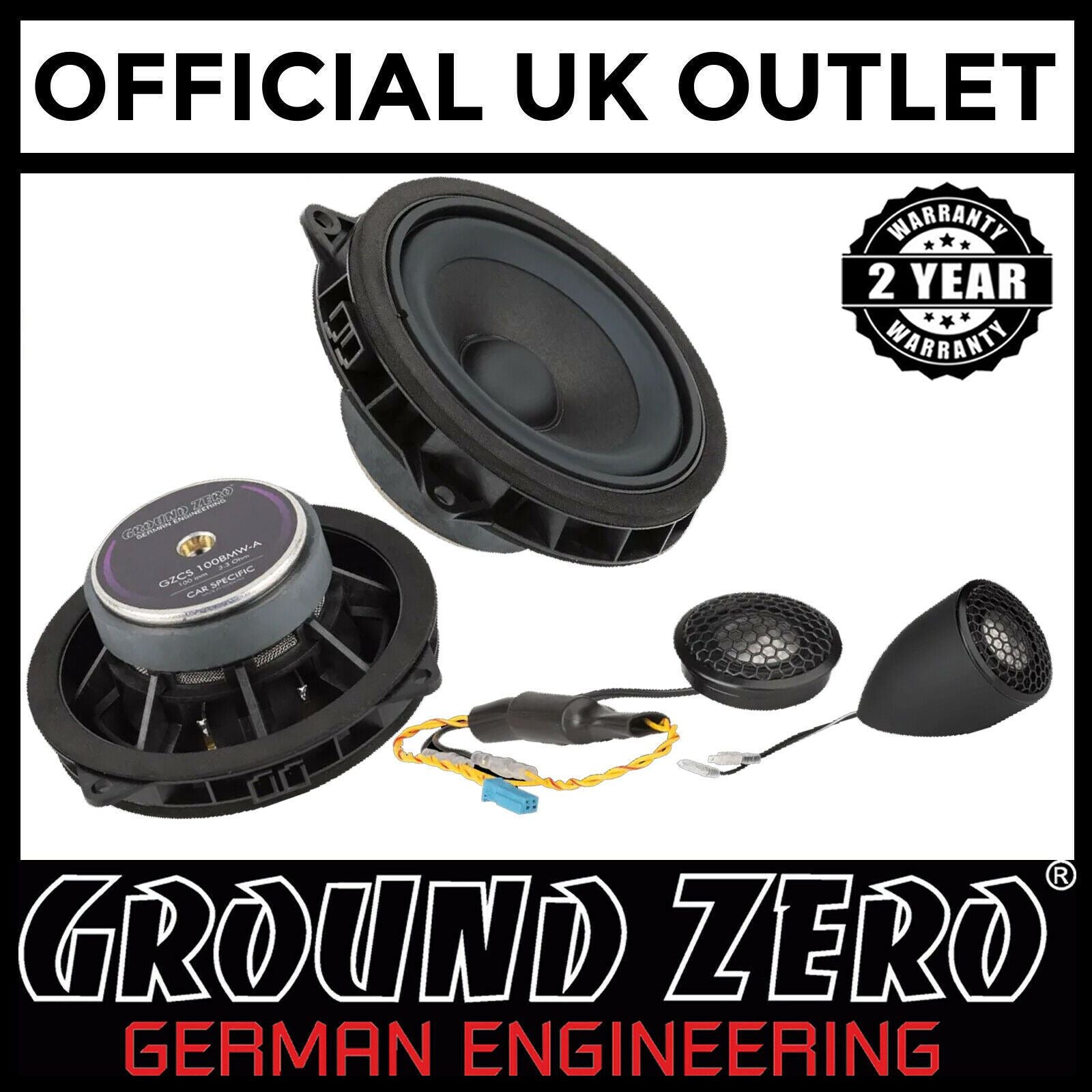 Ground Zero GZCS 100MINI-A - 4" Inch BMW Mini F54 F55 F56 F57 F60 4" 2-Way Component Rear Car Speakers