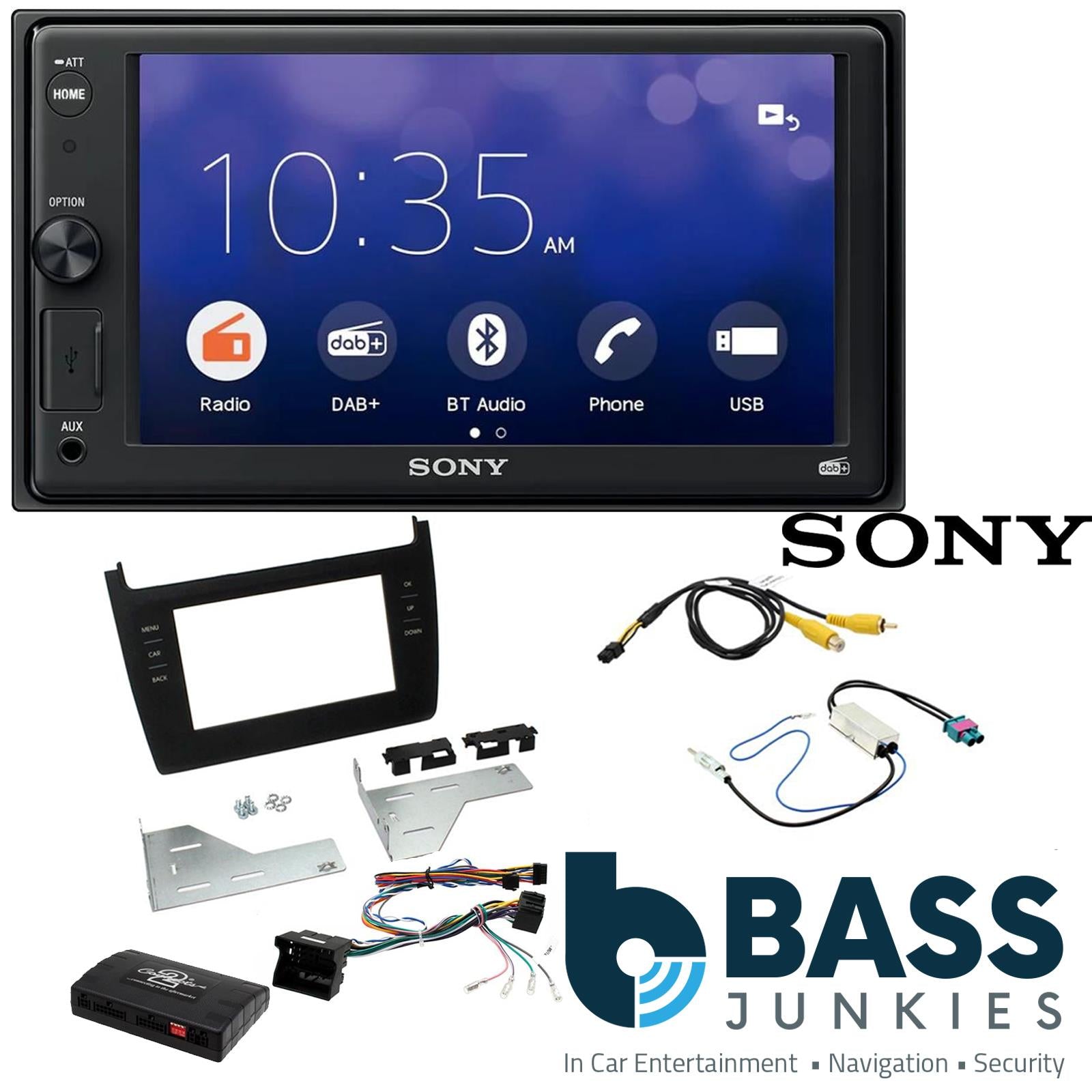 SONY XAV-1550D DAB+ Smart Bluetooth Car Radio + Stereo fitting kit + Steering Wheel Controls Loom for Volkswagen Polo 2012-2017