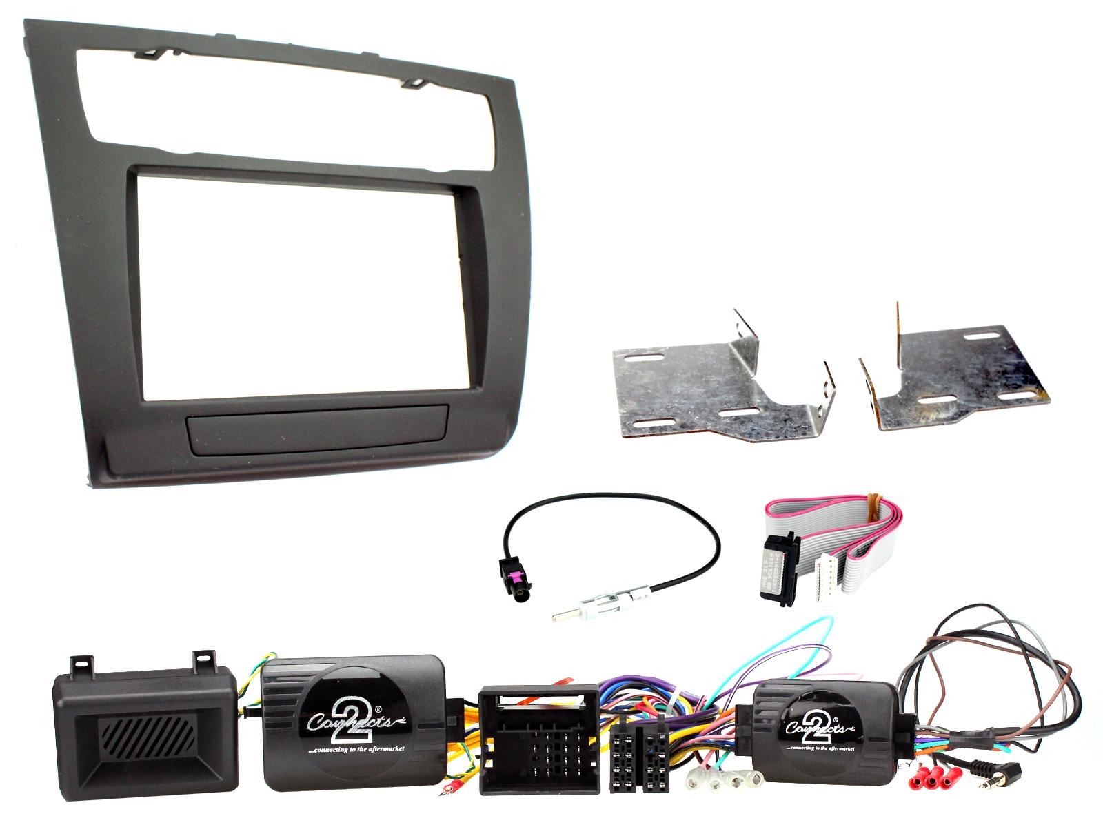 Grundig 6.8" Apple Android Double Din Stereo Fitting Kit + Steering Wheel Stalk Controls to fit BMW 1-Series 2007-13