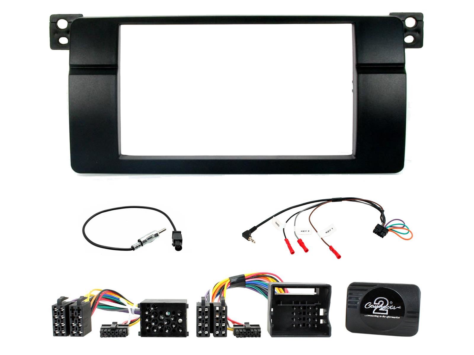Grundig 6.8" Apple Android Double Din Stereo Fitting Kit + Steering Wheel Stalk Controls to fit BMW 3-Series 1998-05