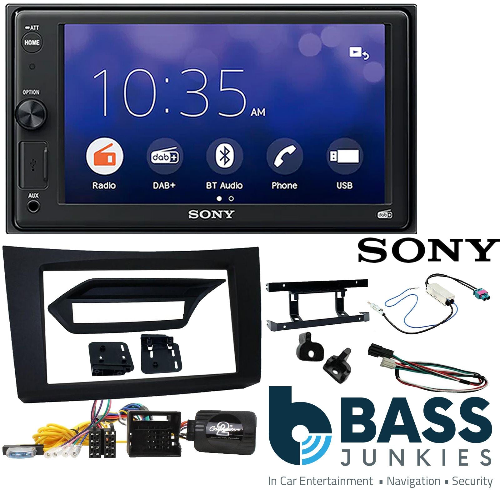 SONY XAV-1550D DAB+ Smart Bluetooth Car Radio + Stereo fitting kit + Steering Wheel Controls Loom for Mercedes E-Class 2009-2012