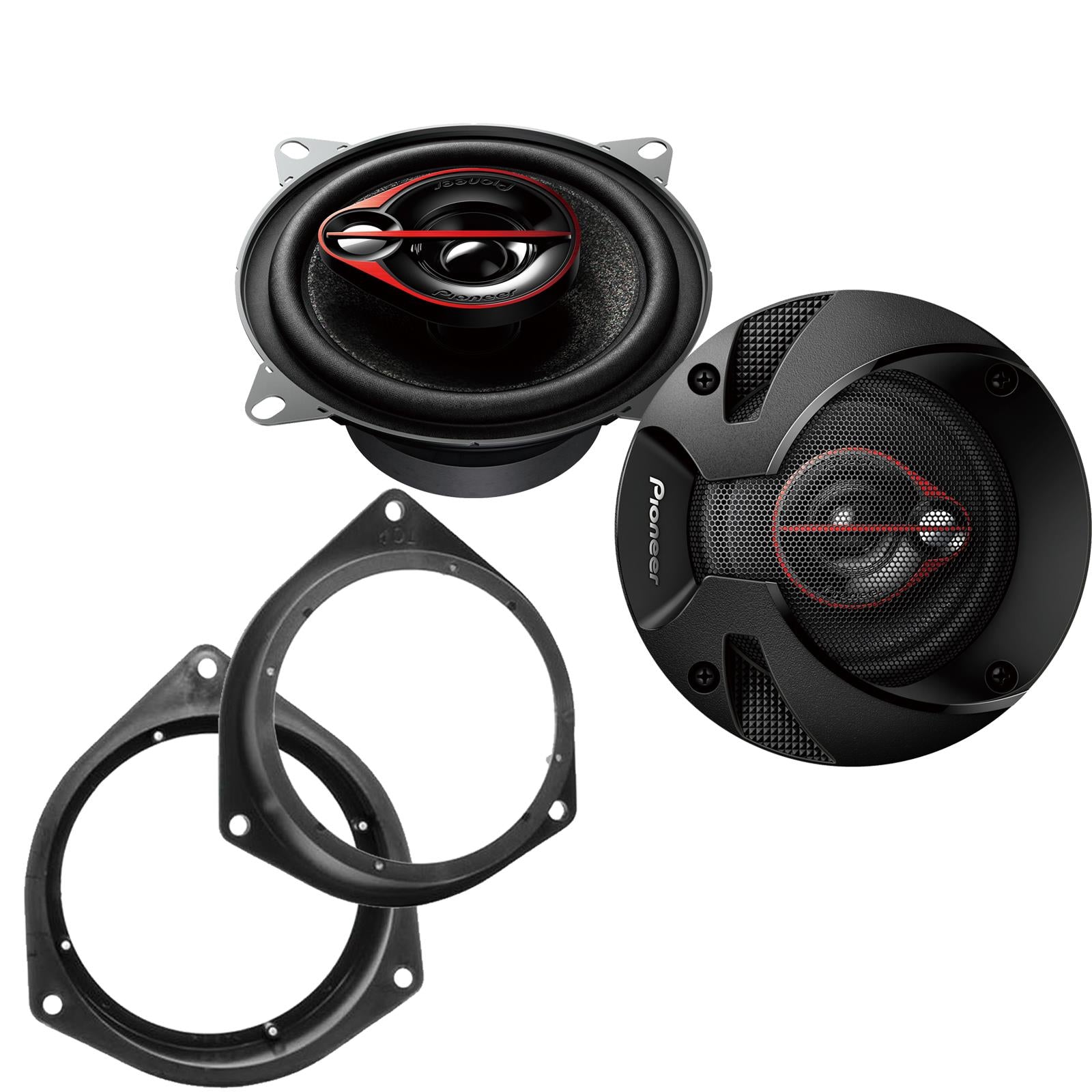 Pionner TS-R1051S 100mm/10cm/4" 3 Way Coaxial Car speakers (Per Pair Max 420|60 watts RMS) Fits Fiat Qubo 2008-18 | Fiorino 08-21