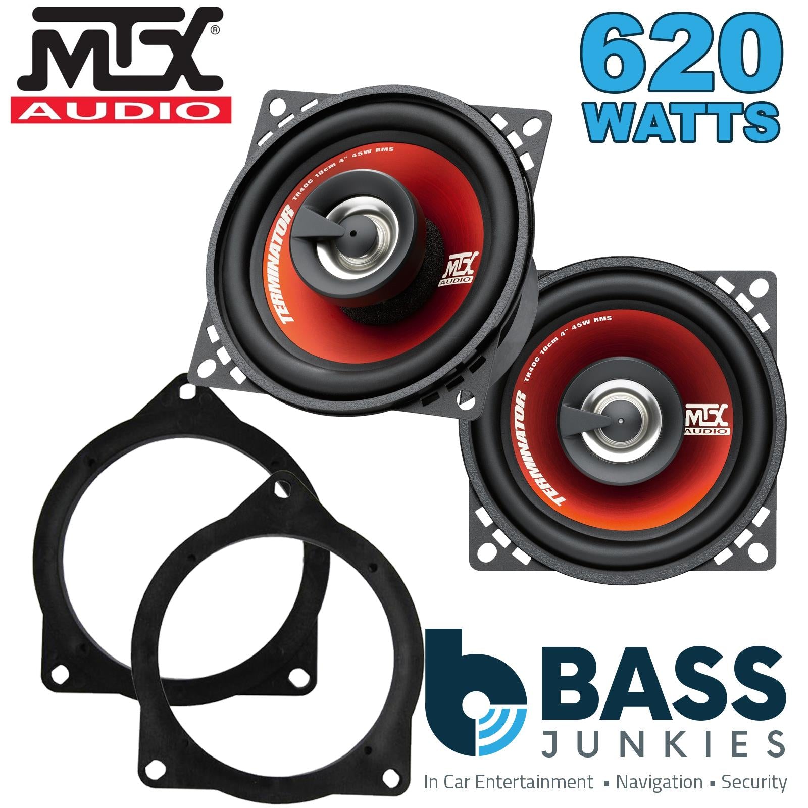MTX TR40C 100mm/10cm/4" 2-Way Coaxial Car speakers (Per Pair Max 620|90 watts RMS) Fits BMW 3-Series 2011-19 | 4-Series 13-20 | 5-Series 03-10