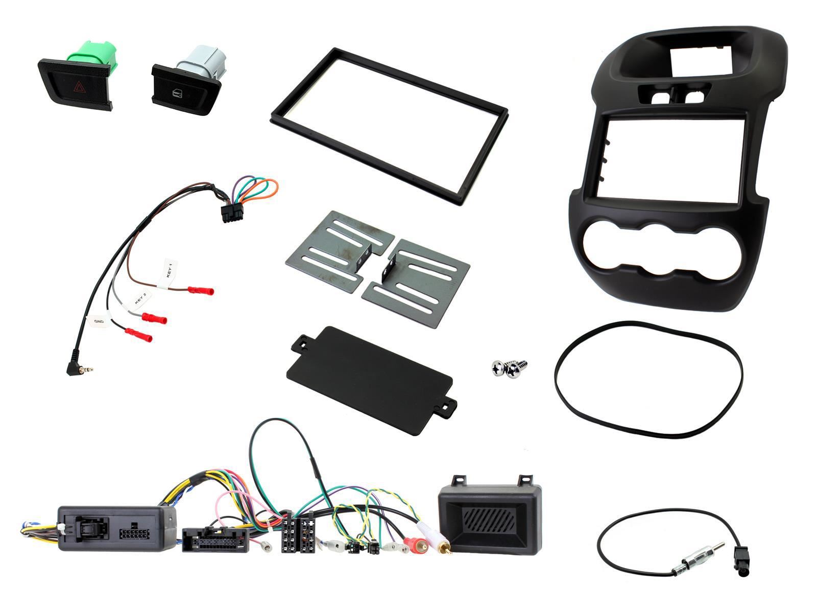 Grundig 6.8" Apple Android Double Din Stereo Fitting Kit + Steering Wheel Stalk Controls to fit Ford Ranger 2012-16