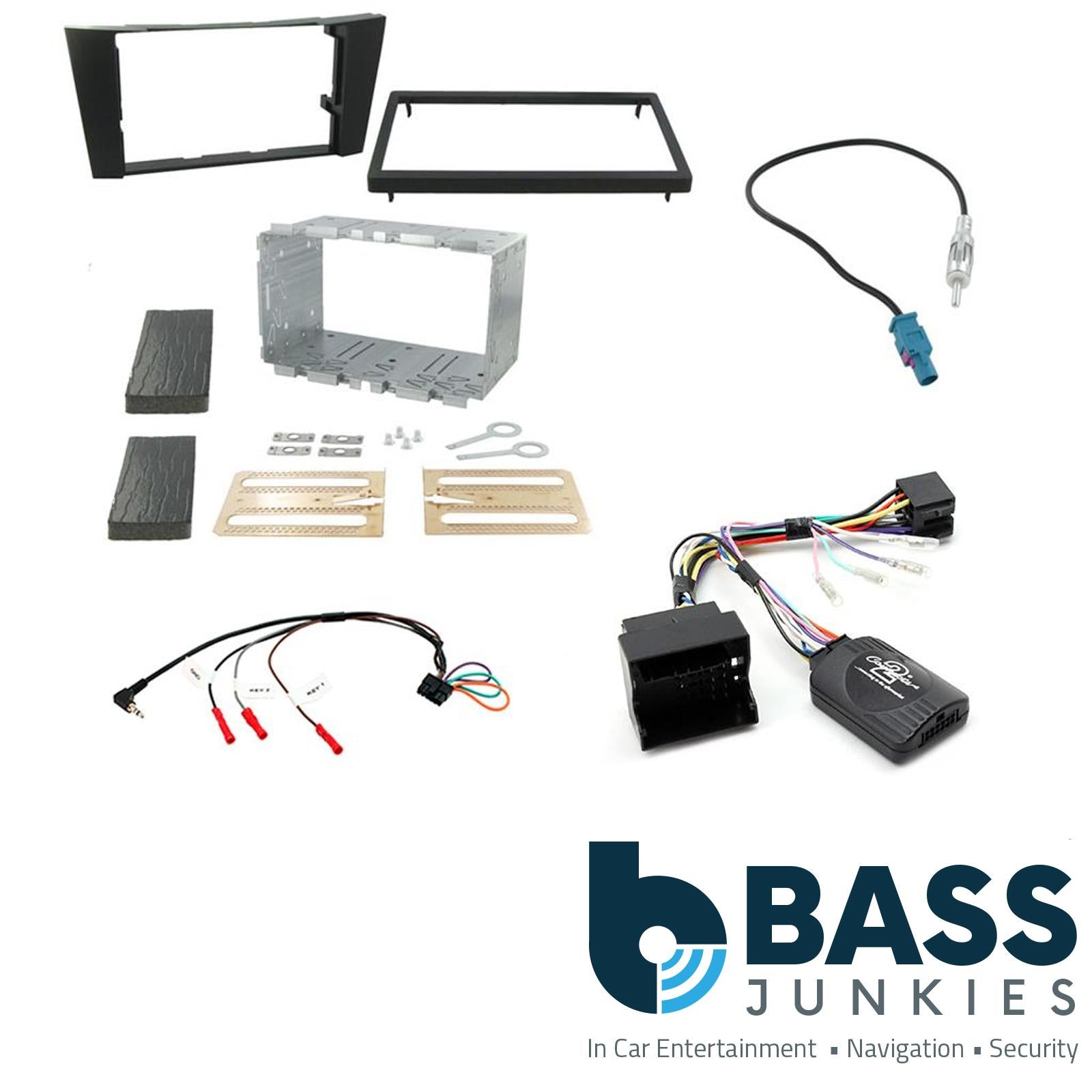 Connects2 CTKMB06 - Mercedes Benz E Class W211 2002 - 2009 Double Din Fascia & Steering Wheel Interface Installation Kit