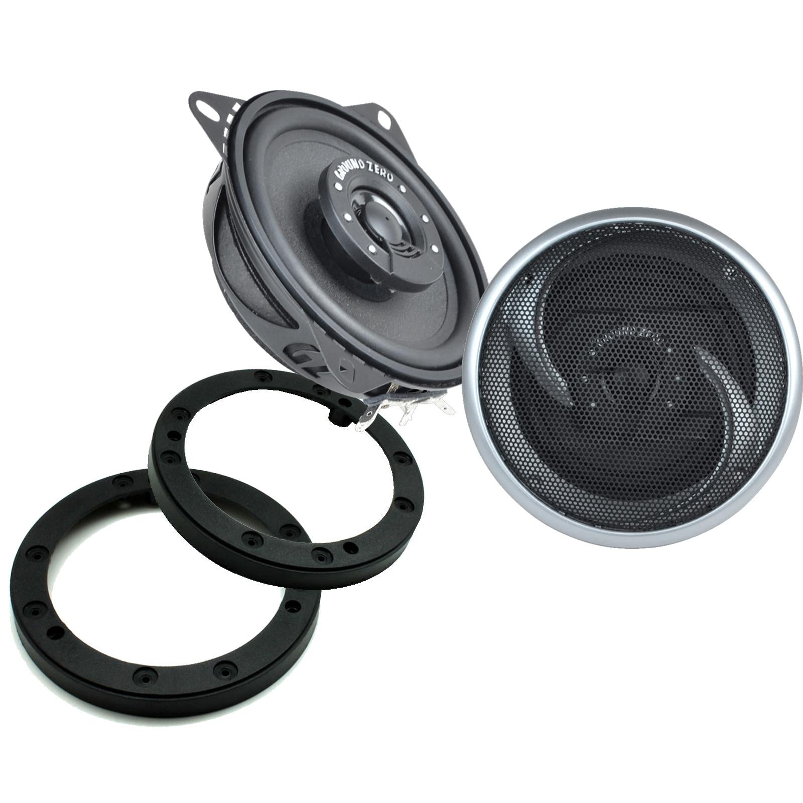 Ground Zero GZIF 4001FX 100mm/10cm/4" 2-Way Coaxial Car speakers (Per Pair Max 180|100 watts RMS) Fits Universal