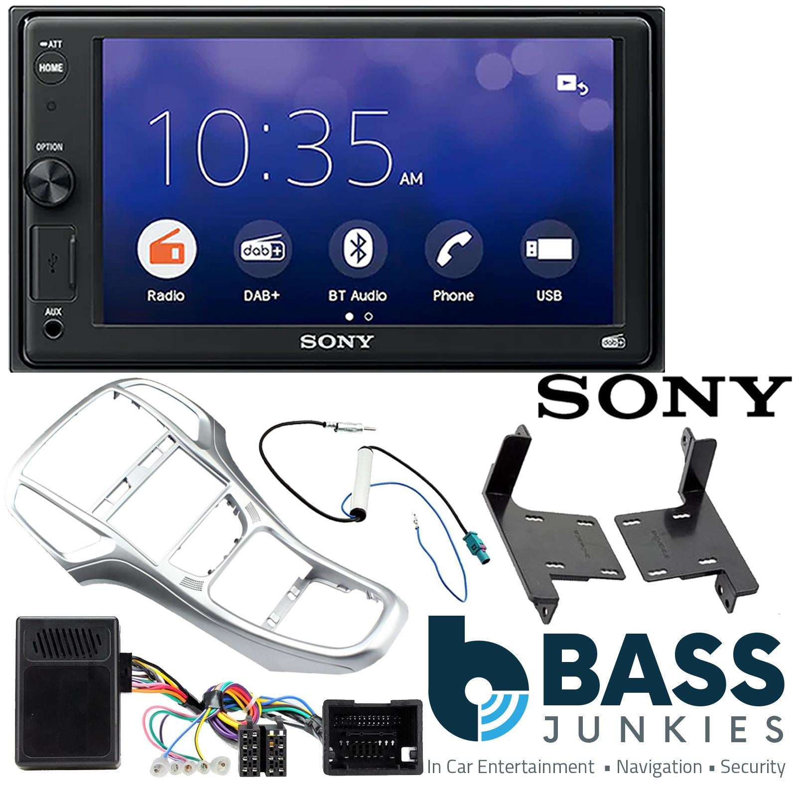 SONY 6.2" Screen Blutooth Double Din Stereo Fitting Kit + Steering Wheel Stalk Controls to fit Vauxhall Astra 2010-15