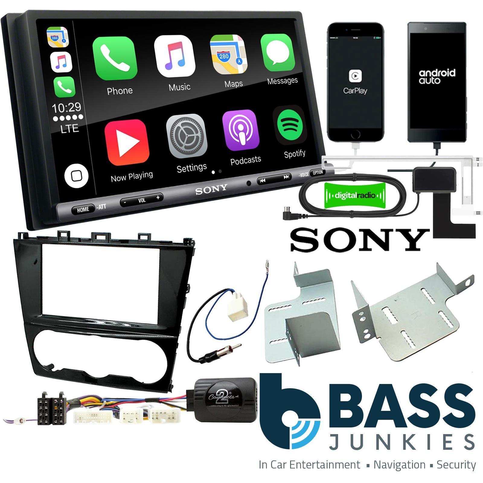 SONY DAB+ Apple | Android Double Din Stereo Fitting Kit + Steering Wheel Stalk Controls to fit Subaru Forester 2013-18 | Subaru Impreza 2011-16 | Subaru XV 2013-18