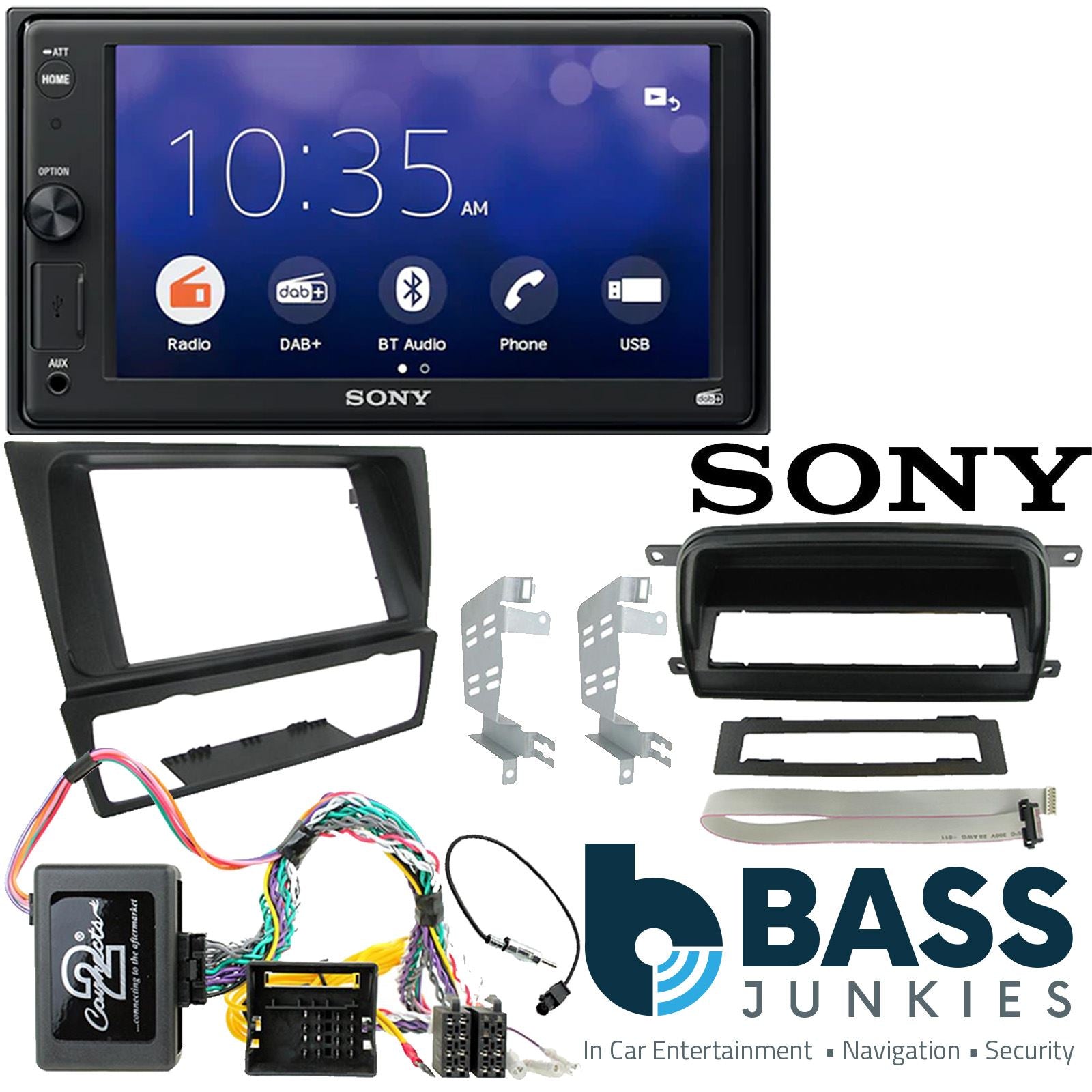 SONY XAV-1550D DAB+ Smart Bluetooth Car Radio + Stereo fitting kit + Steering Wheel Controls Loom for BMW 3-Series E90, 2005-2012 | E91, 2005-2012 | E92, 2005-2012 | E93, 2005-2012