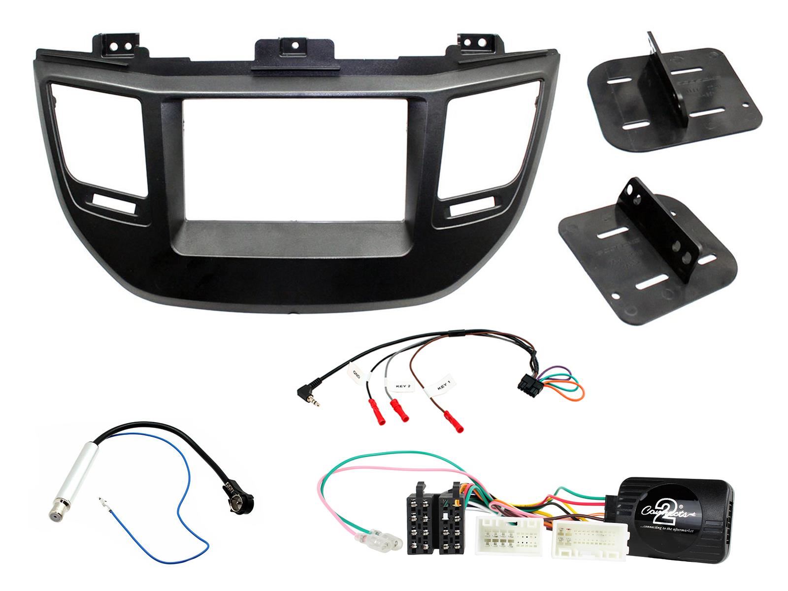 Connects2 Double Din Stereo fitting kit for LHD (left had drive) Hyundai Tucson 2015-2021 Vehicle Specific Stereo Screen Steering Controls Fitting Kit