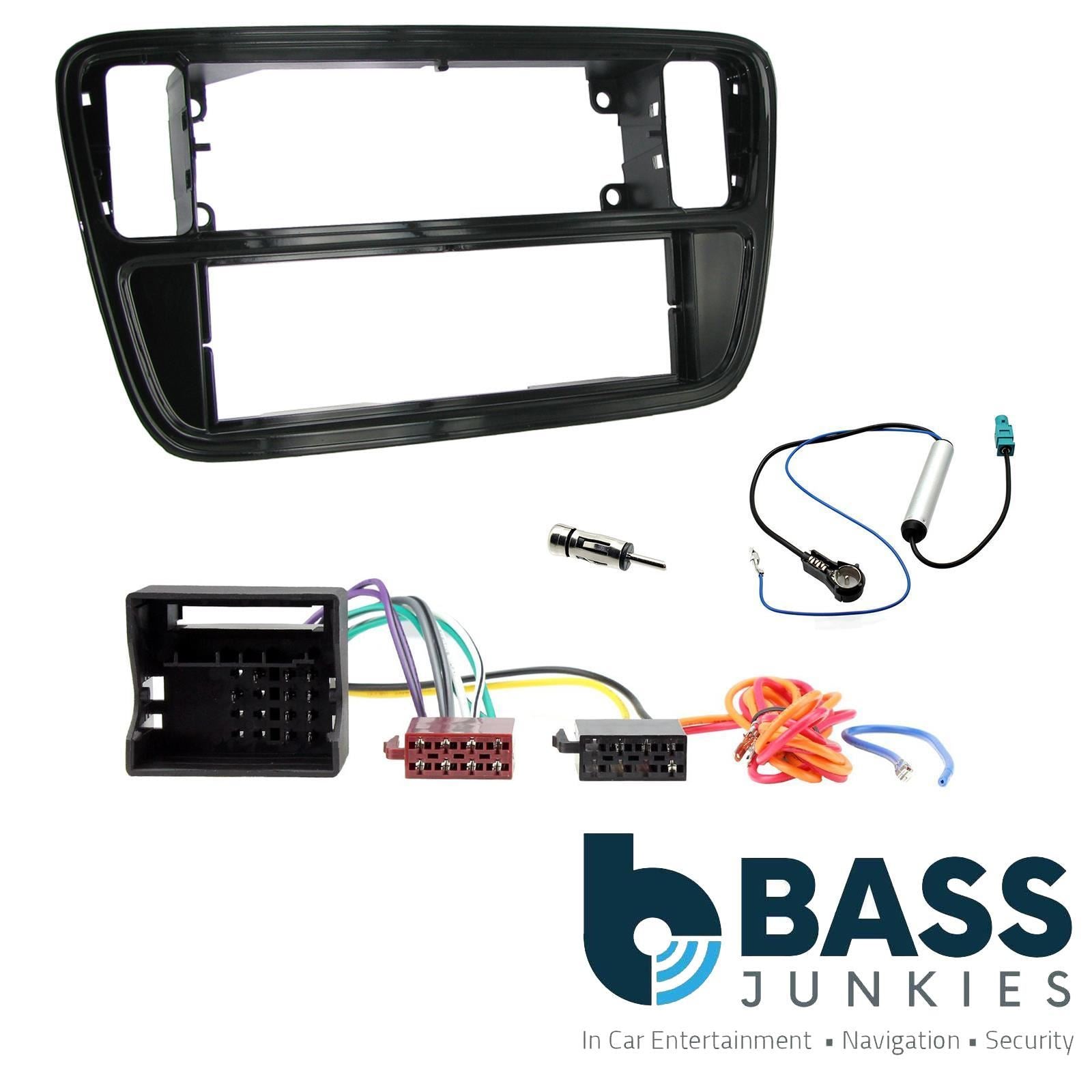 Single Din Stereo Fitting Kit + Steering Wheel Stalk Controls to fit VW UP! 2011-17