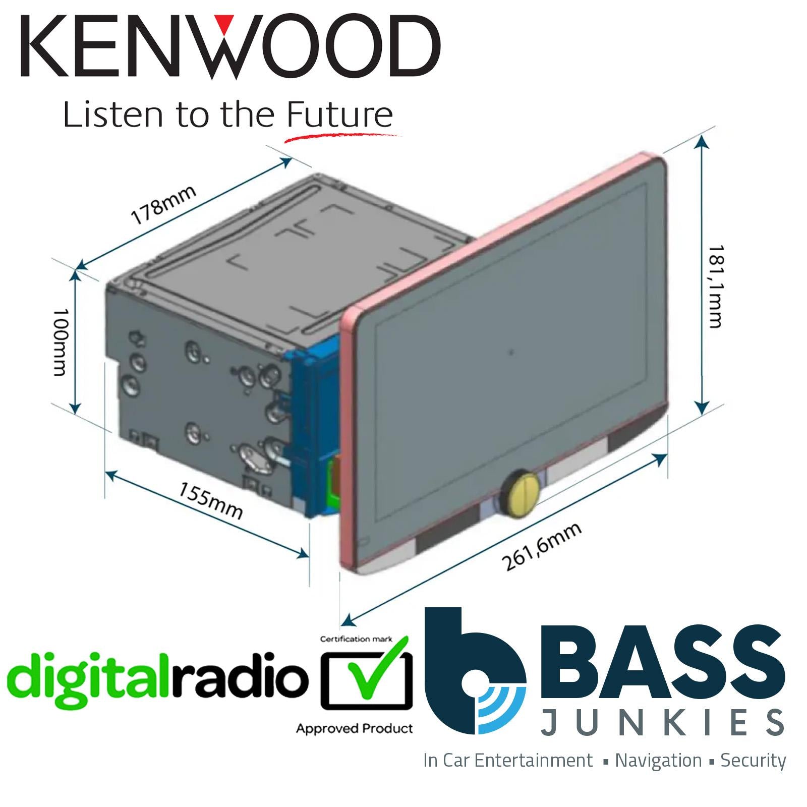 Kenwood DMX9720XDS 10.1" HD BT DAB+ Wireless CarPlay Android Floating Screen