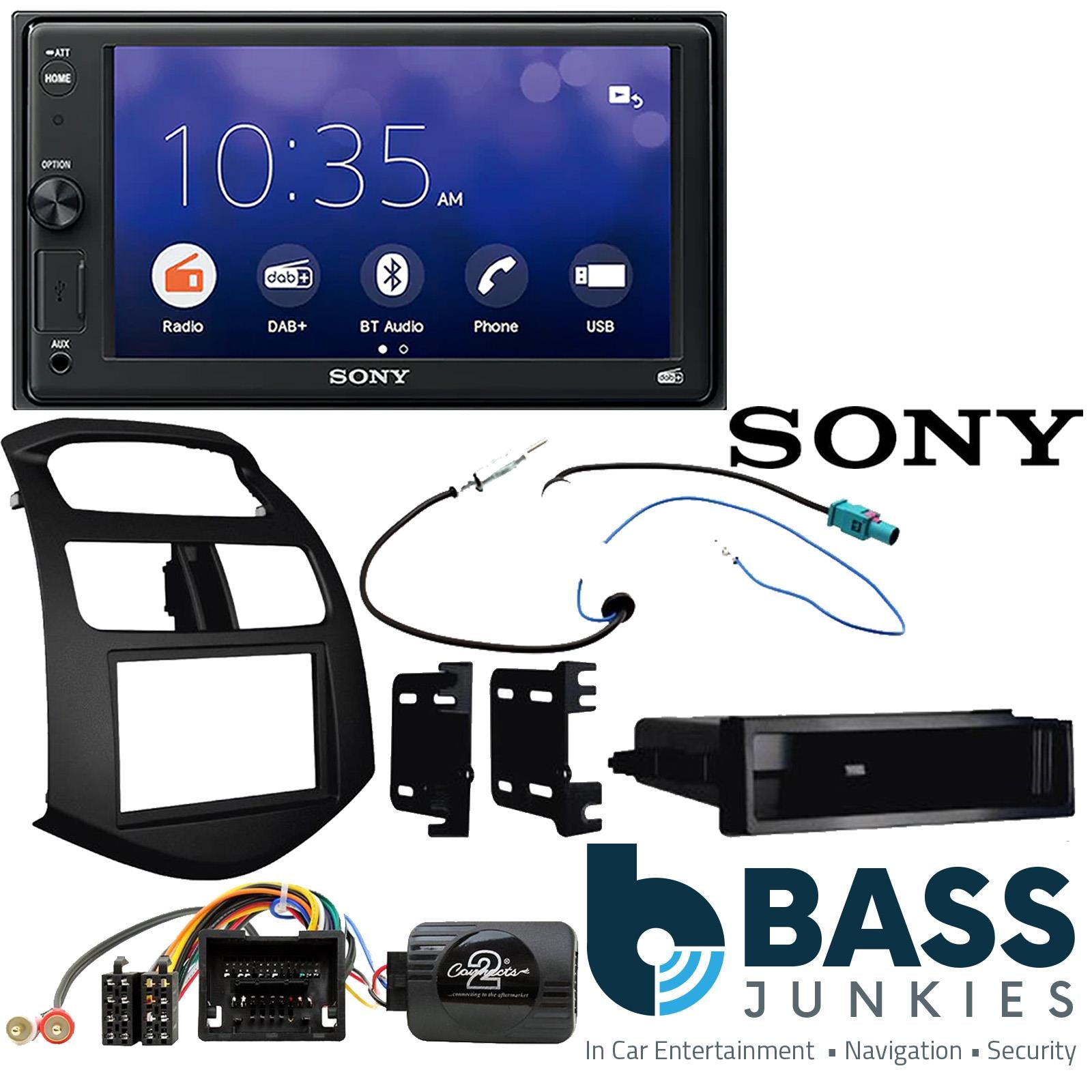 SONY XAV-1550D DAB+ Smart Bluetooth Car Radio + Stereo fitting kit + Steering Wheel Controls Loom for Chevrolet Spark 2013-2015