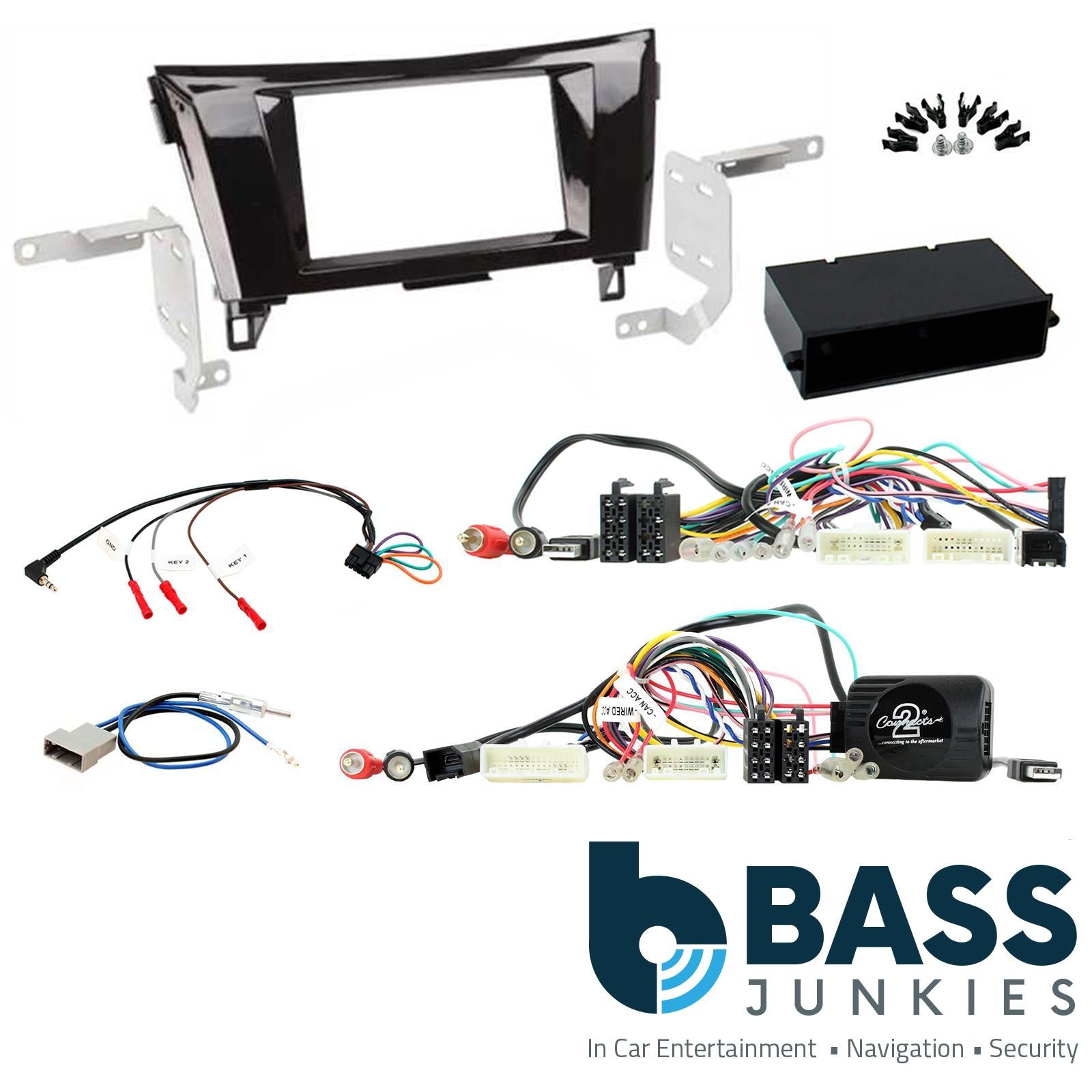 Connects2 CTKNS04 - Nissan Qashqai 2014 - 2016 Double Din Fascia & Steering Wheel Interface Installation Kit