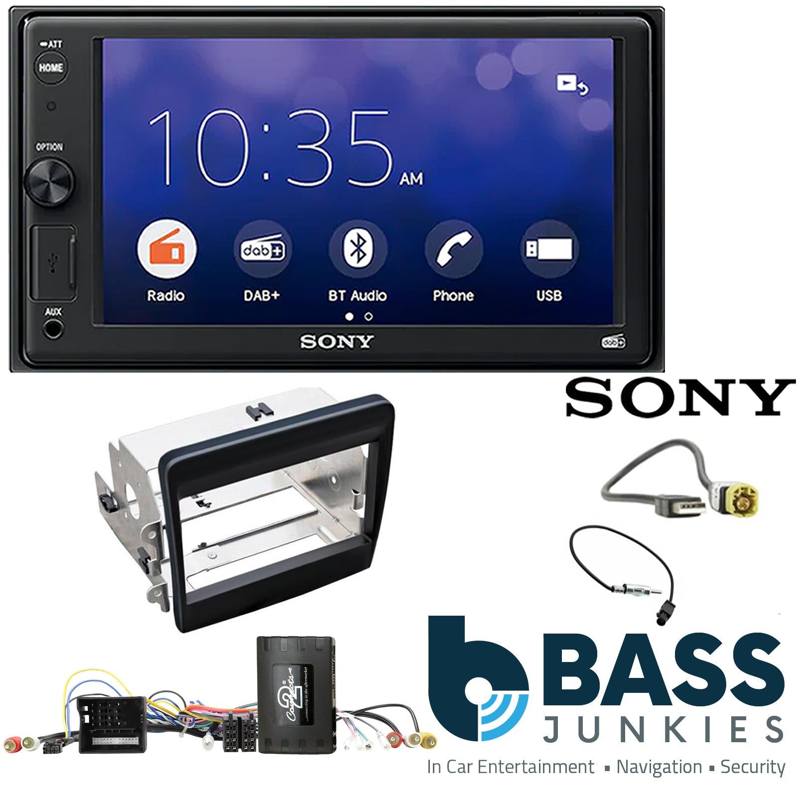 SONY XAV-1550D DAB+ Smart Bluetooth Car Radio + Stereo fitting kit + Steering Wheel Controls Loom for Porsche 911 2011-2016