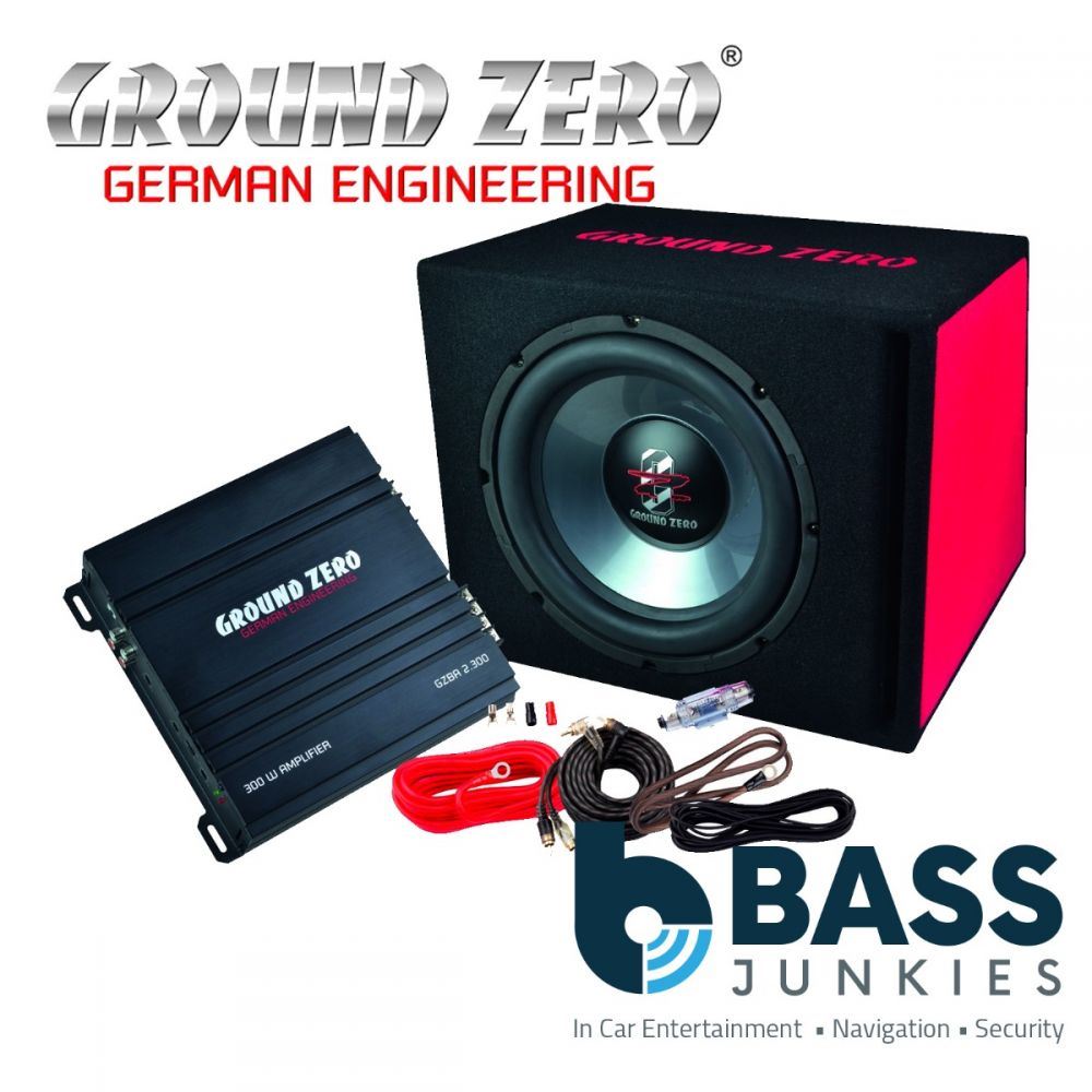 Ground Zero GZ BASS KIT 12.300 - 12" 30cm 300 Watts Sub Subwoofer Enclosure & 2 Channel Amplifier