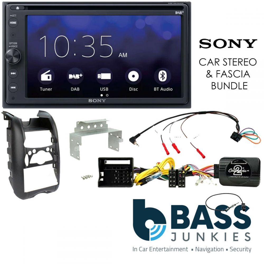 BMW Mini 2006-2013 SONY 6.4" Bluetooth DAB CD DVD Apple CarPlay Android Auto Car Stereo Double Din Fascia & Steering Wheel Interface Kit