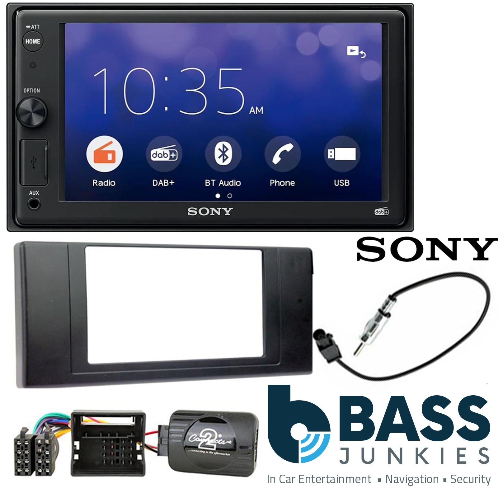 SONY XAV-1550D DAB+ Smart Bluetooth Car Radio + Stereo fitting kit + Steering Wheel Controls Loom Land Rover Range-Rover 2002-2005