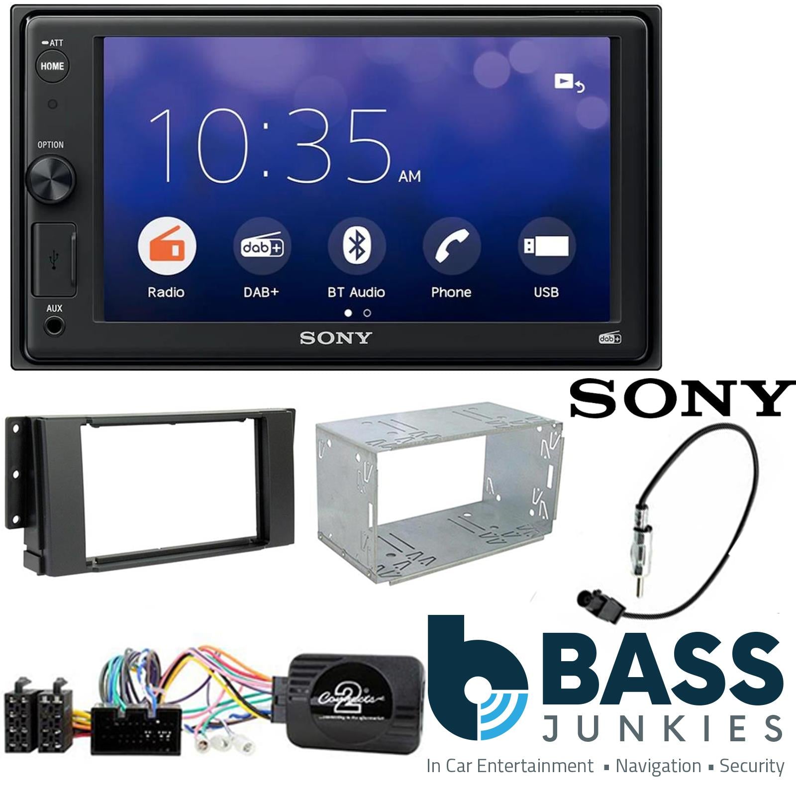 SONY XAV-1550D DAB+ Smart Bluetooth Car Radio + Stereo fitting kit + Steering Wheel Controls Loom for Land Rover Freelander 2006-2014 | Range Rover Sport 2005-2009