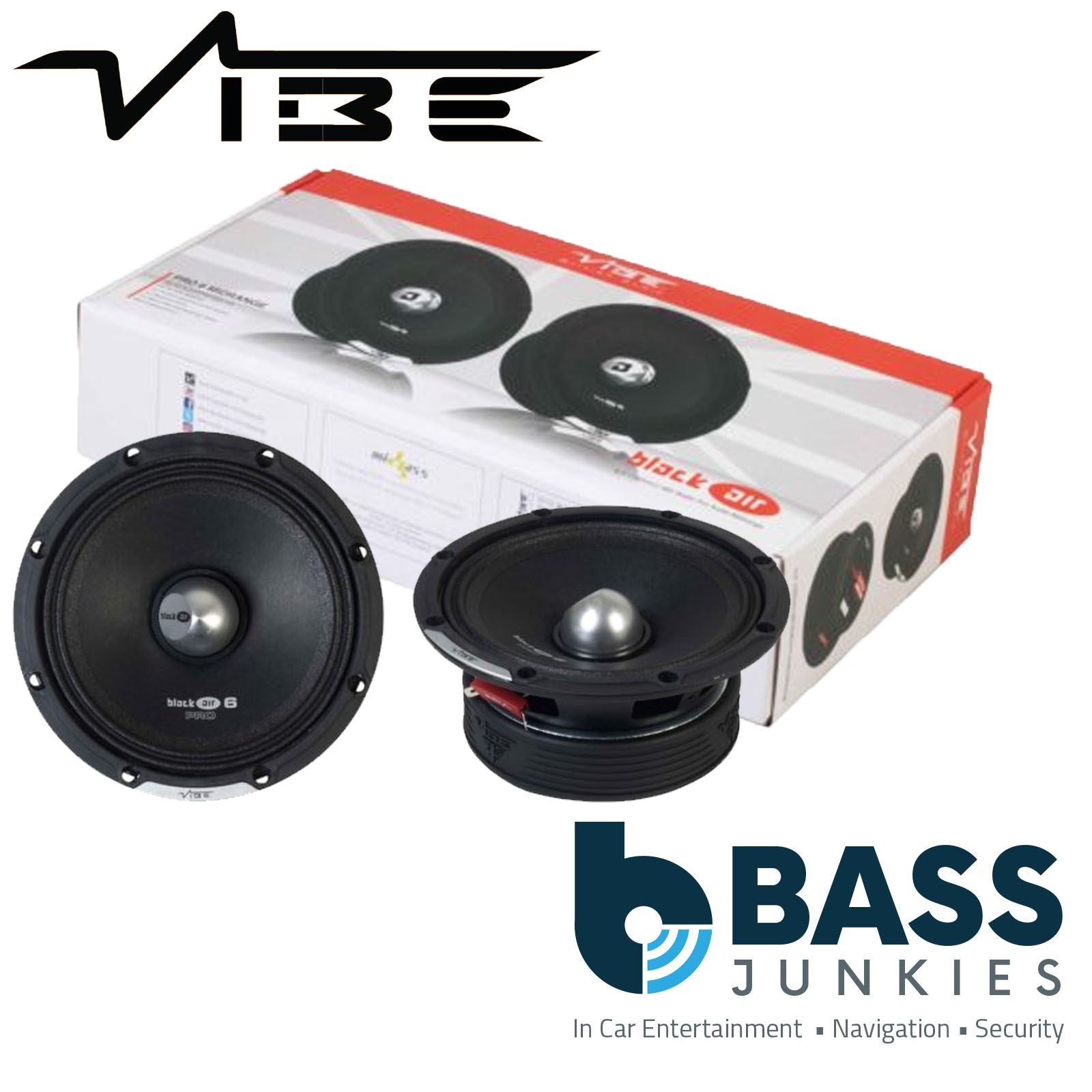 Vibe BLACKAIRPRO6M-V0 6.5 inch 165mm 480 Watt BlackAir Car Pro Audio Midrange Speakers