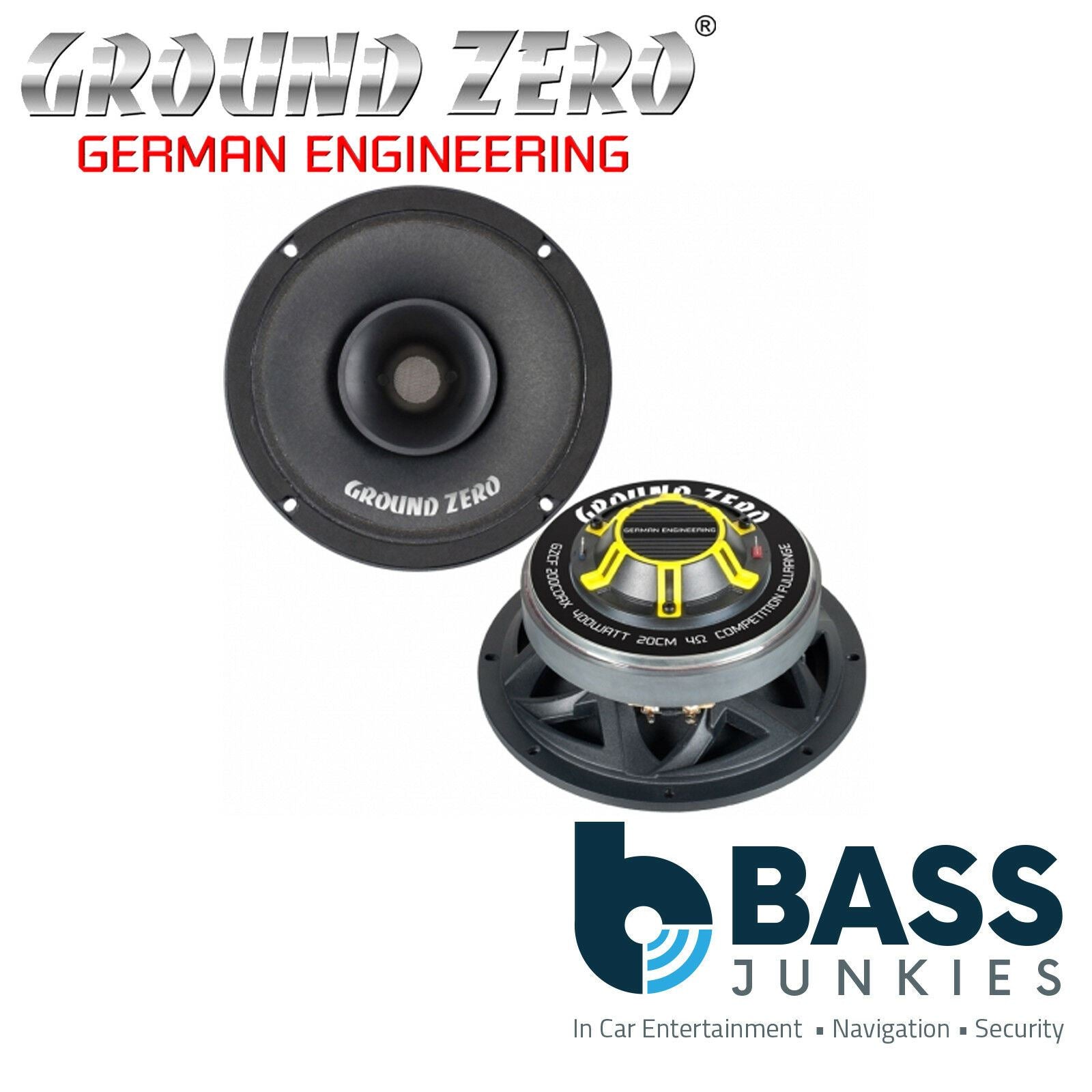 Ground Zero GZCF 200COAX - 8" Inch 20cm 2-Way Coaxial 500 Watts Car Speaker - Single