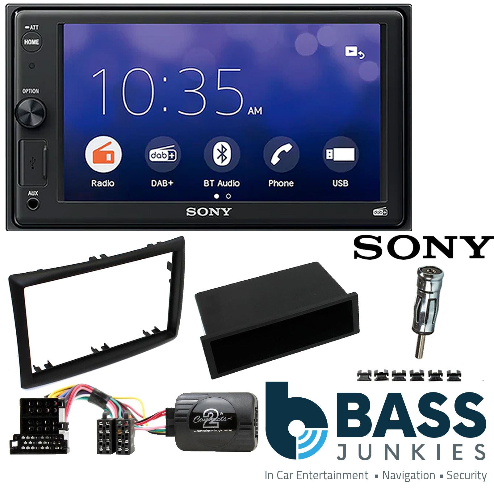 SONY XAV-1550D DAB+ Smart Bluetooth Car Radio + Stereo fitting kit + Steering Wheel Controls Loom for Renault Megane 2003-2005