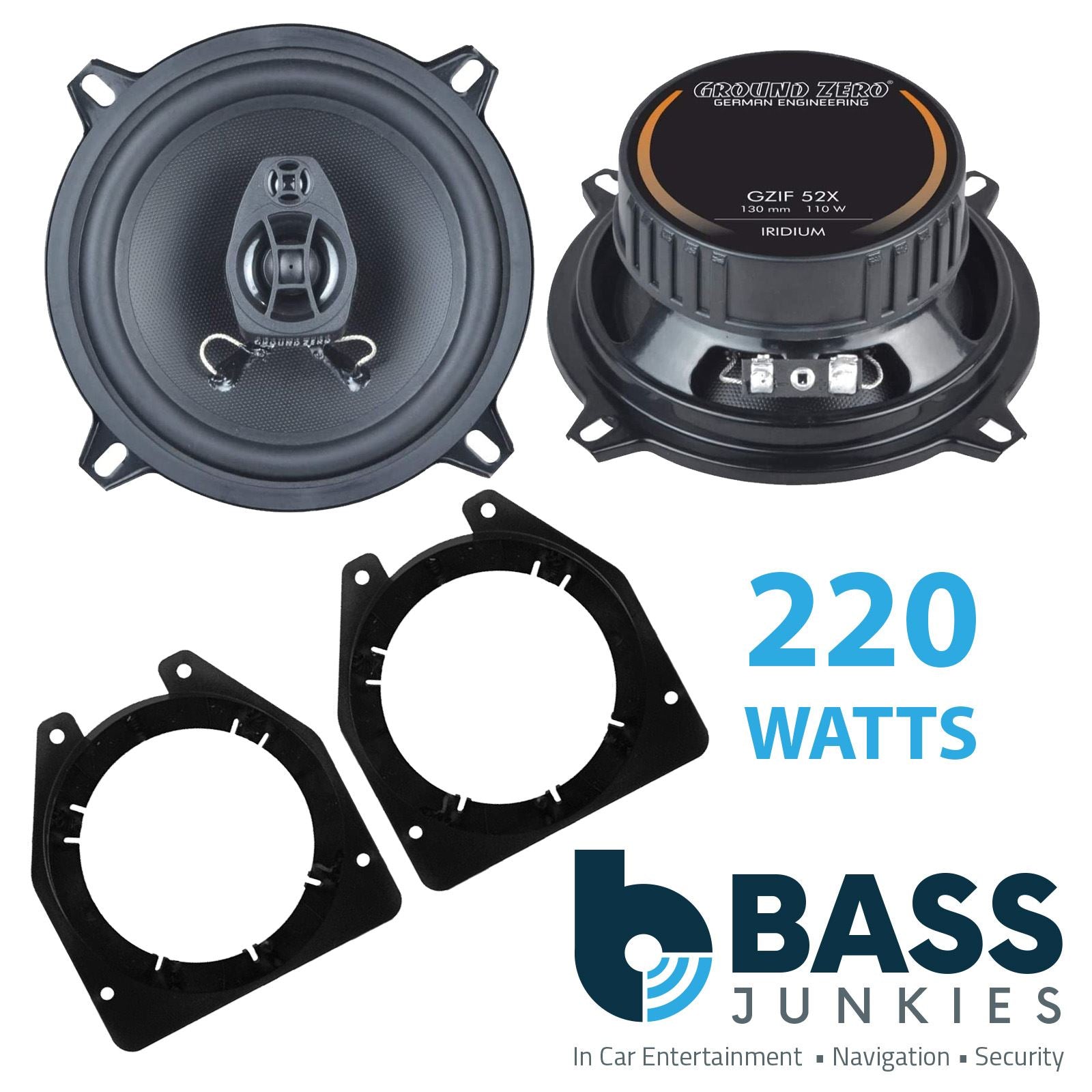 Ground Zero 2-Way 130mm/13cm/5.25" Car Coaxial Speakers (Pair Max 220 Watts) Fits GMC VAN 1996-96