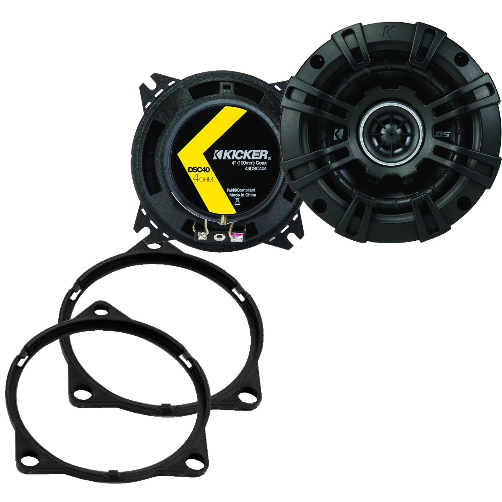 Kicker DSC404 100mm/10cm/4" 2-Way Coaxial Car speakers (Per Pair Max 240|60 watts RMS) Fits Volvo S90 2017-21 | XC40 18-21 | XC60 17-21 | XC90 15-21