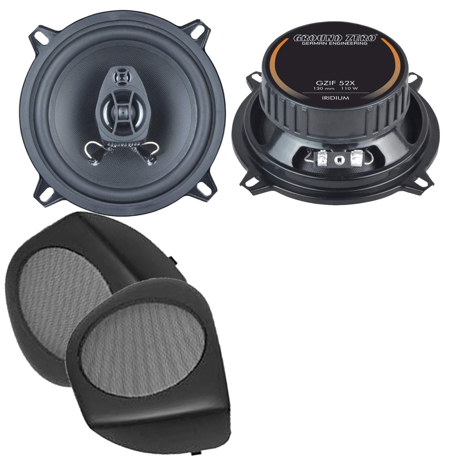 Ground Zero 2-Way 130mm/13cm/5.25" Car Coaxial Speakers (Pair Max 220 Watts) Fits Volvo S40 1996-00 | V40 94-04