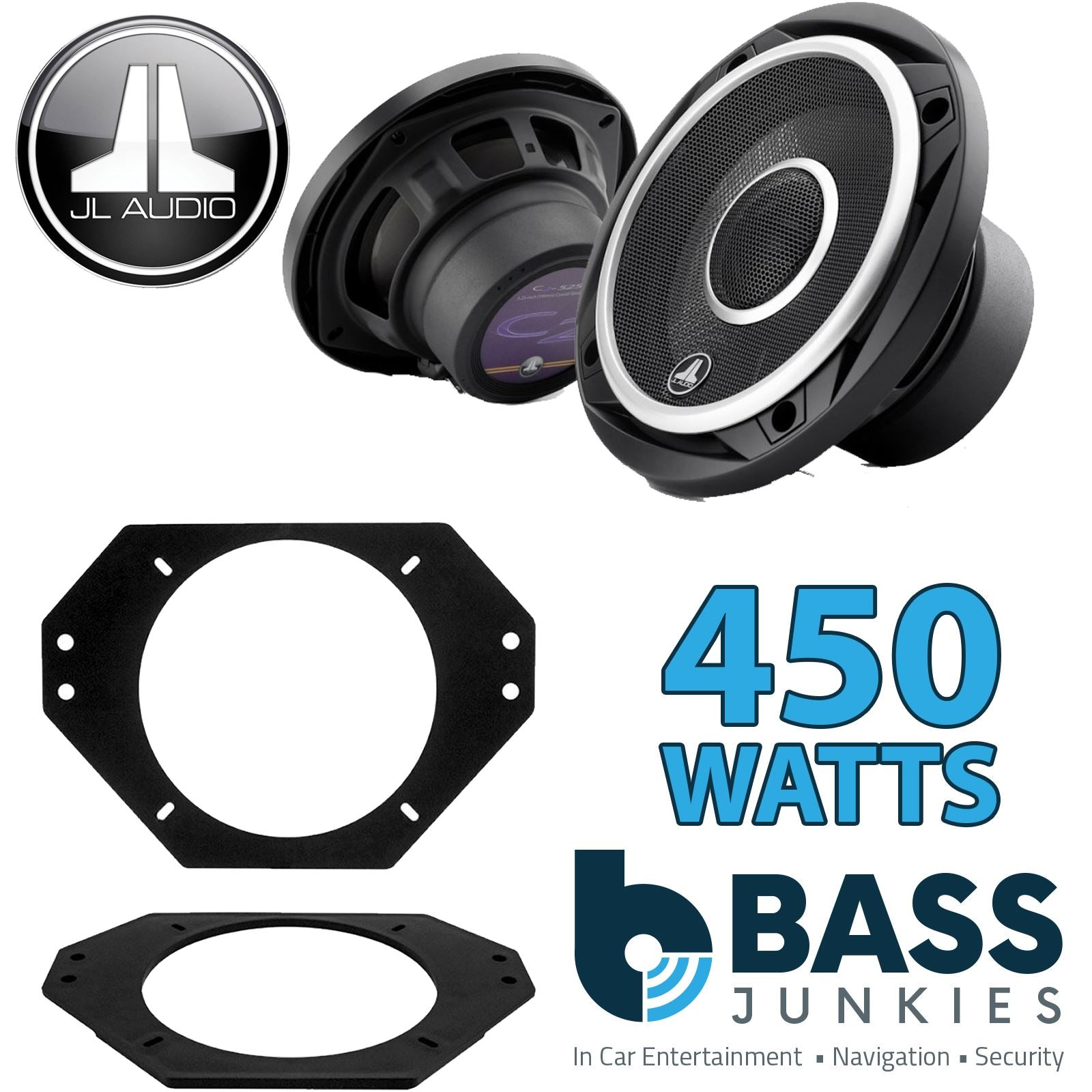 JL Audio C2-525X 2-Way 130mm/13cm/5.25" Coaxial Speakers (Per Pair 450 Watts) Fits Jeep Wrangler 1997-06