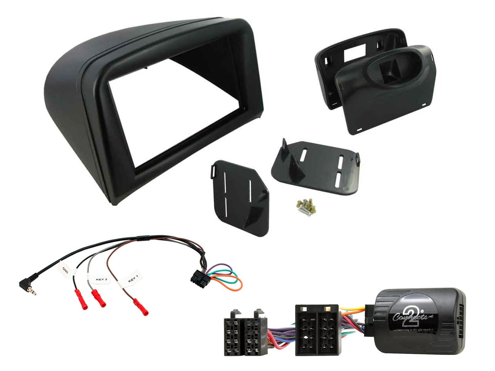 Grundig 6.8" Apple Android Double Din Stereo Fitting Kit + Steering Wheel Stalk Controls to fit Peugeot 206 2002-09