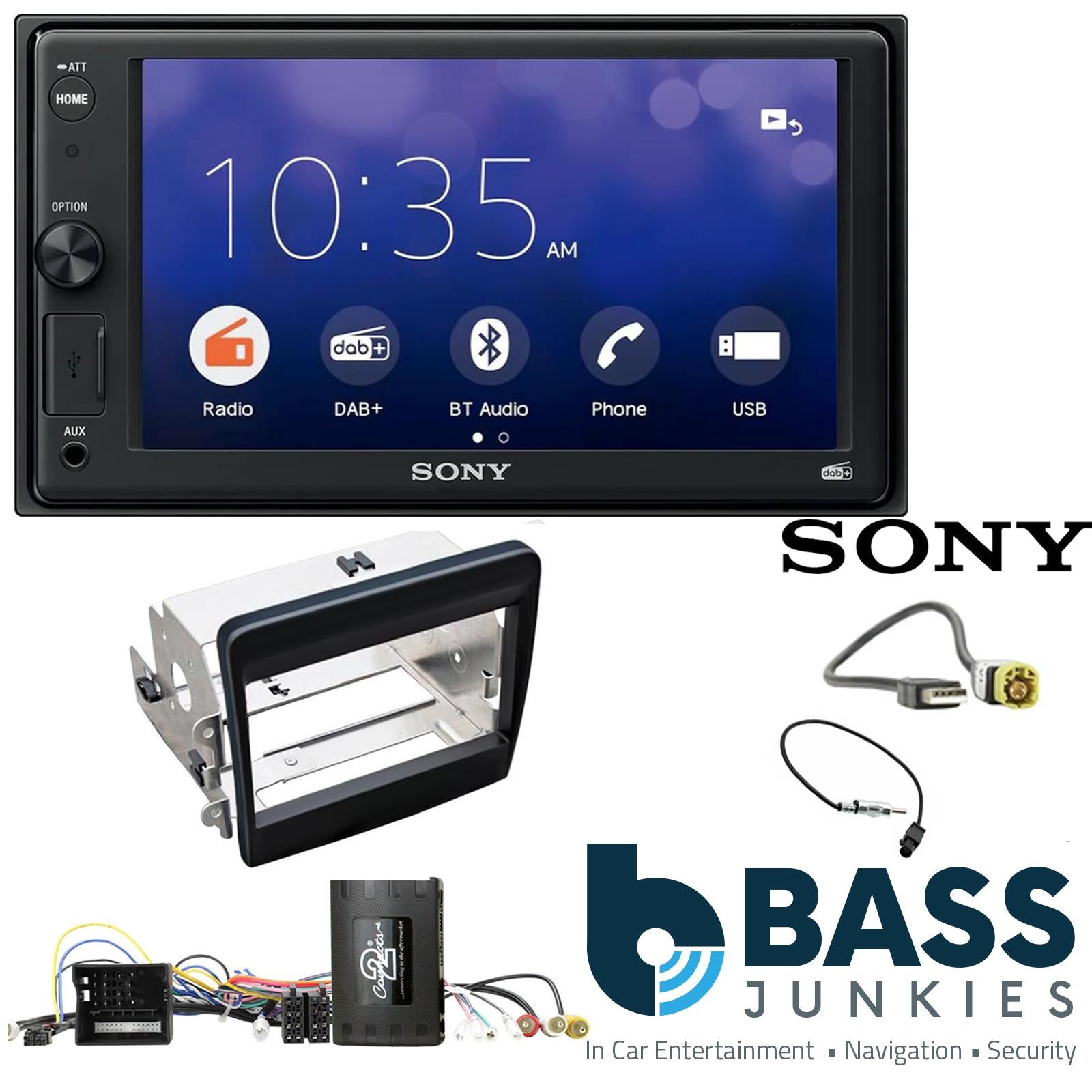 SONY XAV-1550D DAB+ Smart Bluetooth Car Radio + Stereo fitting kit + Steering Wheel Controls Loom for Porsche 911 2011-2016