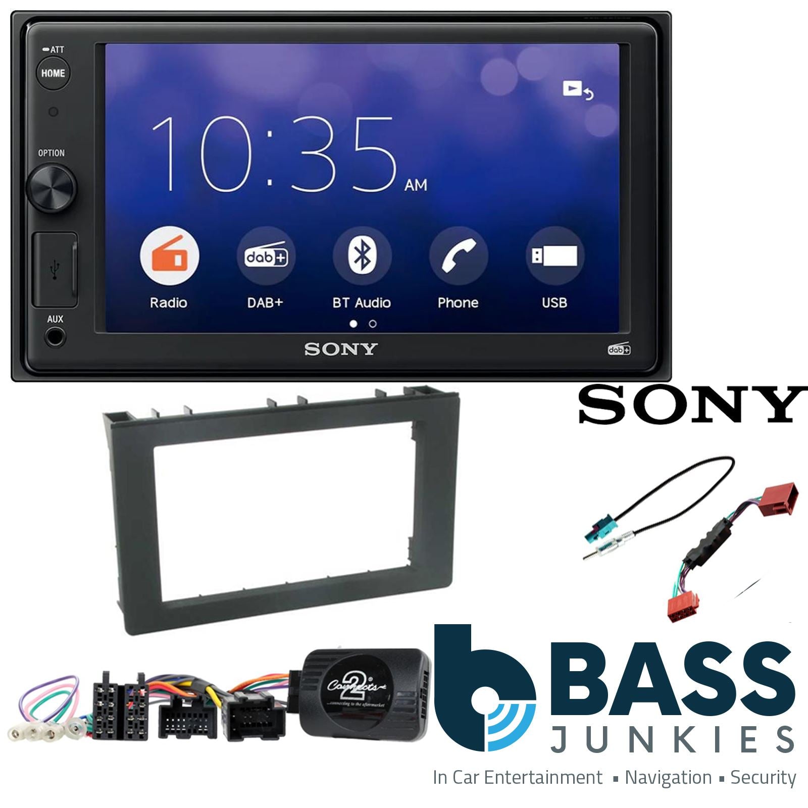 SONY XAV-1550D DAB+ Smart Bluetooth Car Radio + Stereo fitting kit + Steering Wheel Controls Loom for Saab 2006-2012