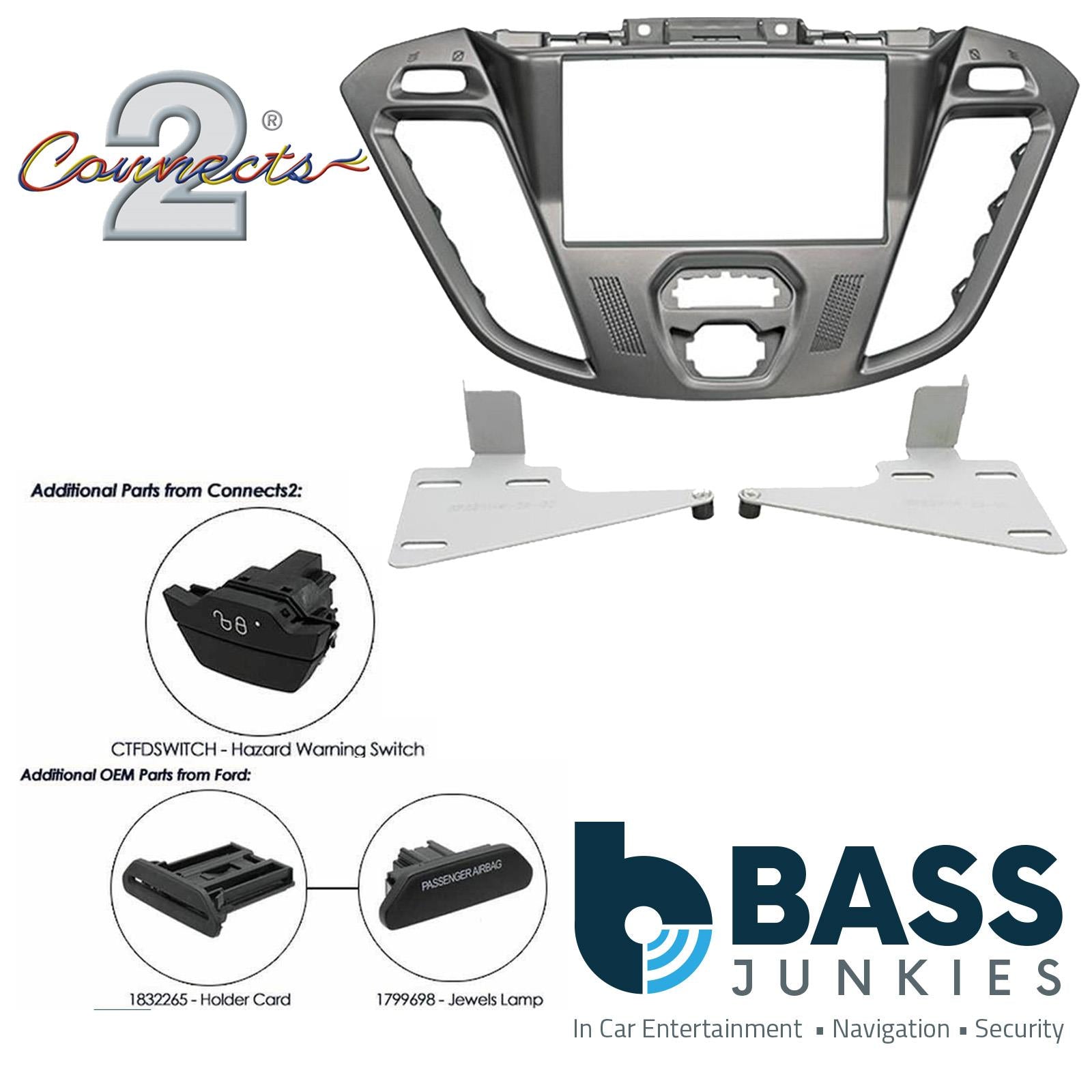 Connects2 Double Din Stereo fitting kit for Ford Transit-Custom 2012-2016 Vehicle Specific Stereo Screen Steering Controls Fitting Kit