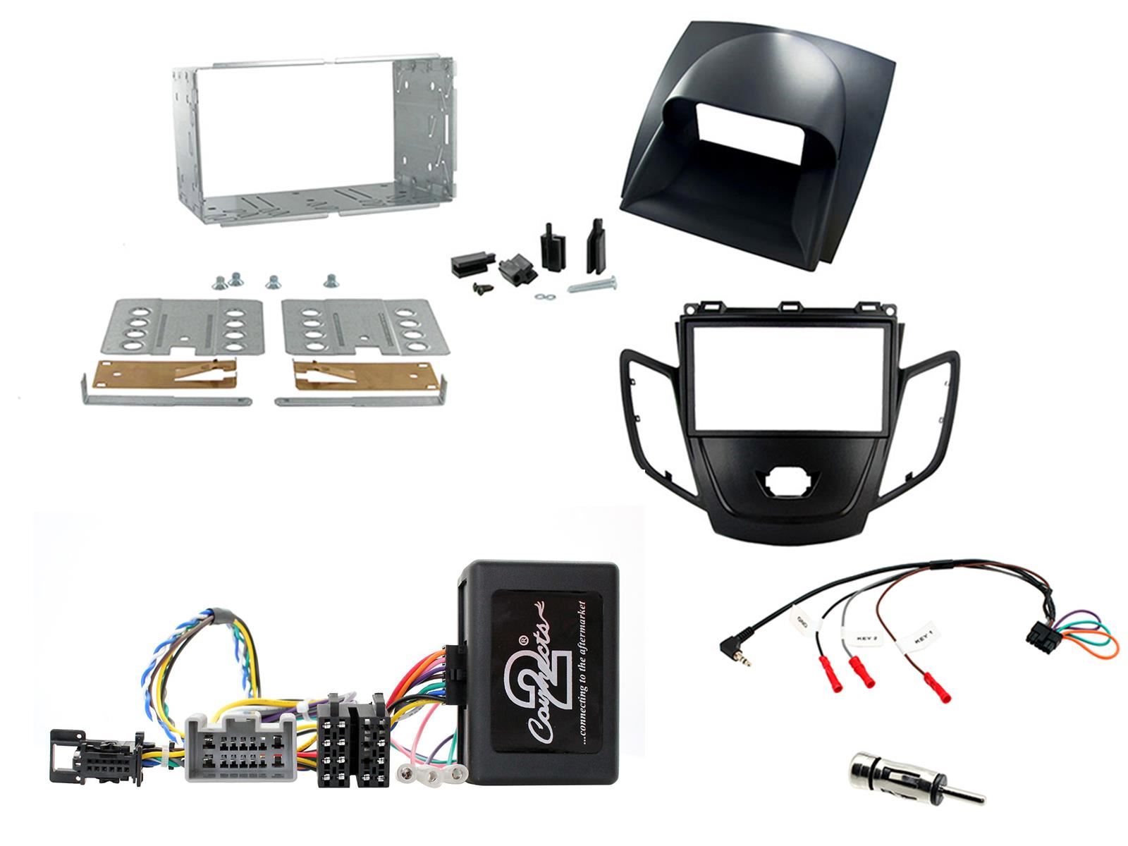 Grundig 6.8" Apple Android Double Din Stereo Fitting Kit + Steering Wheel Stalk Controls to fit Ford Fiesta 2008-10