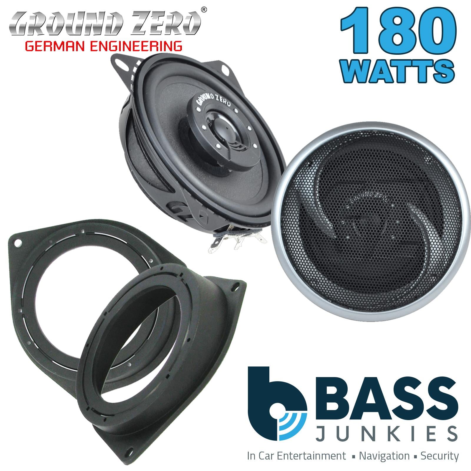 Ground Zero GZIF 4001FX 100mm/10cm/4" 2-Way Coaxial Car speakers (Per Pair Max 180|100 watts RMS) Fits Fiat Qubo 2008-18 | 500 07-14 | Bravo 07-14 | Fiorino 08-21 | Punto 12-21 | Grande-Punto 05-09