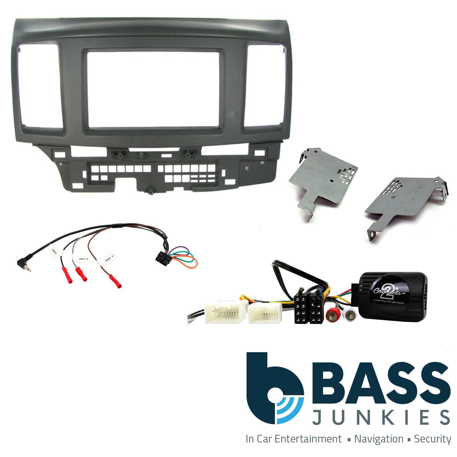 Connects2 CTKMT05 - Mitsubishi Lancer 2008 - 2010 Double Din Fascia & Steering Wheel Interface Installation Kit