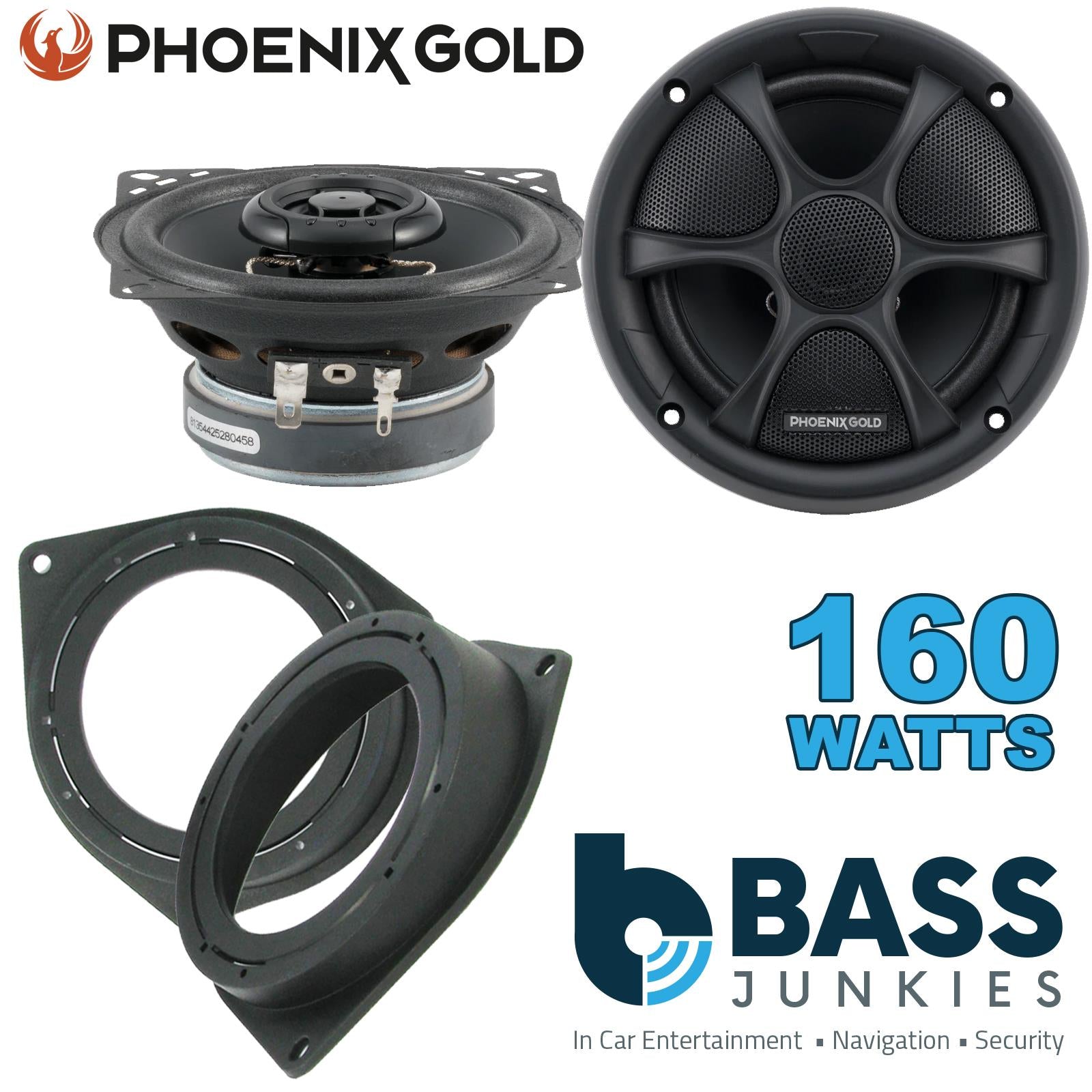 Phoenix Gold RX4CX 100mm/10cm/4" 2-Way Coaxial Car speakers (Per Pair Max 160|80 watts RMS) Fits Fiat Qubo 2008-18 | 500 07-14 | Bravo 07-14 | Fiorino 08-21 | Punto 12-21 | Grande-Punto 05-09