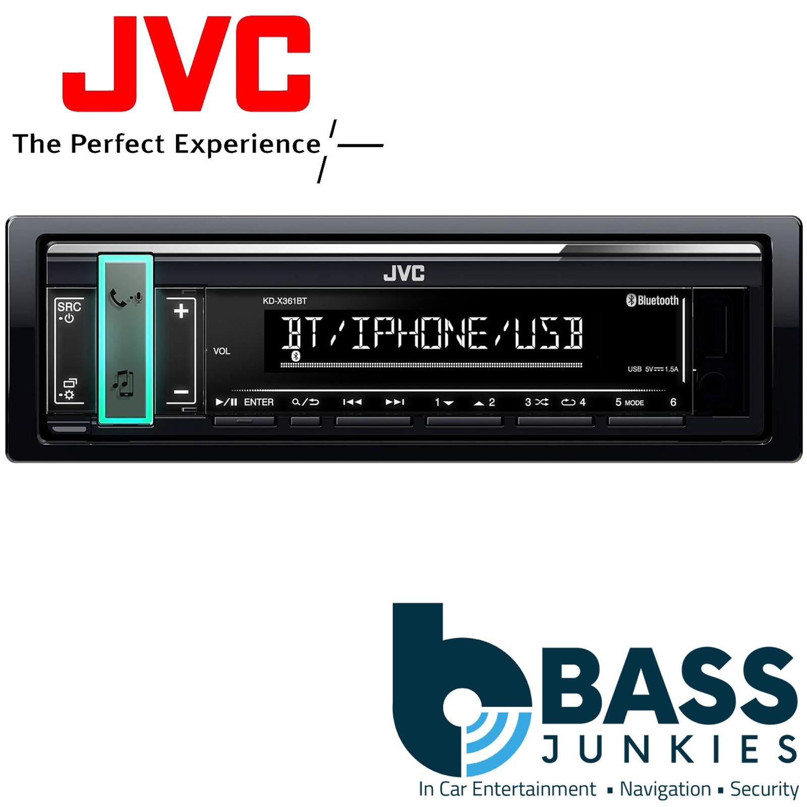 JVC REFURBISHED Premium Mechless Tuner Bluetooth, iPhone|Android|Spotify [USB|Steering Wheel Controls ] Bluetooth 2 Phones Full-Time Connection with Voice Dialing iPod/iPhone Music Playback