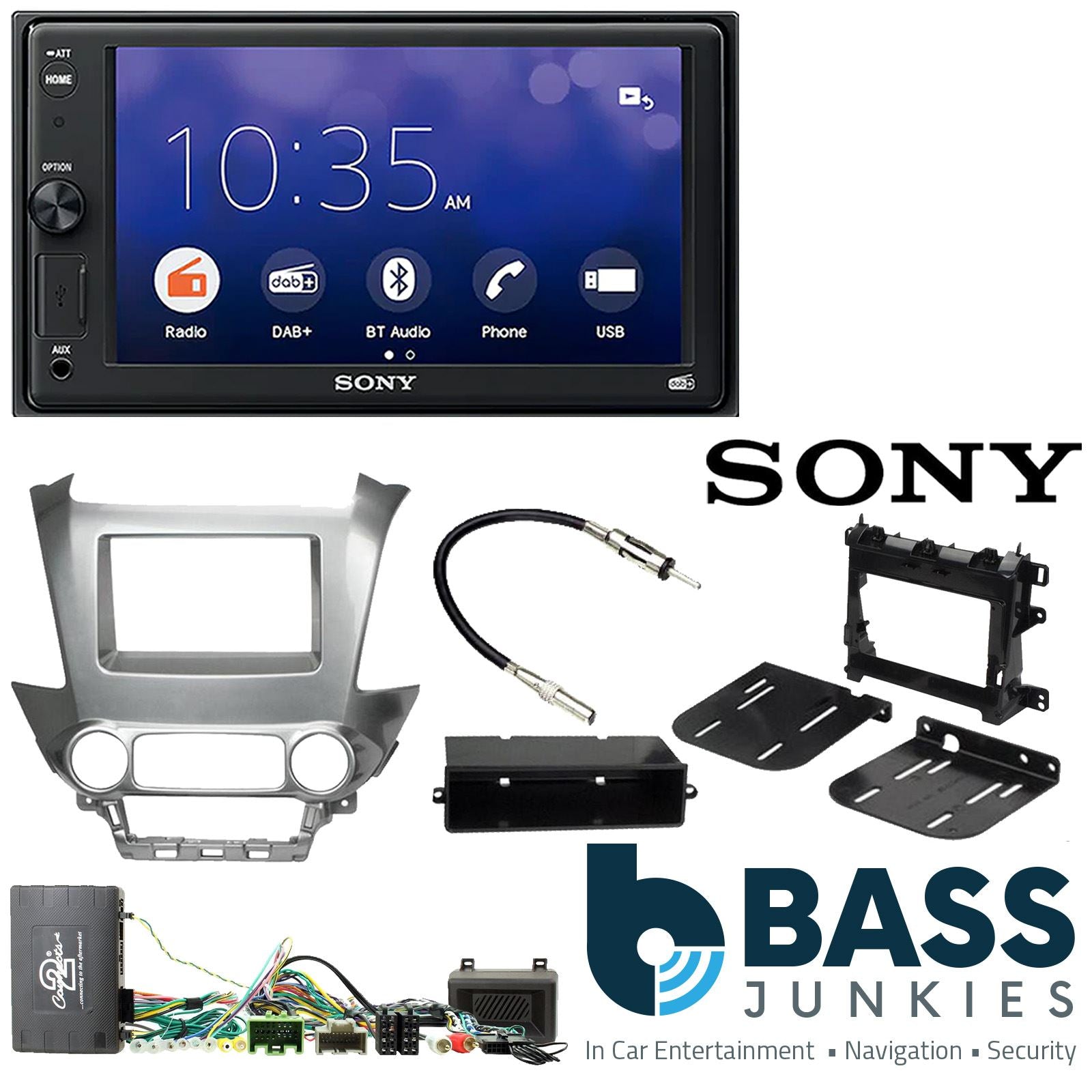 SONY DAB+ Smart Bluetooth Double Din Stereo Fitting Kit + Steering Wheel Stalk Controls to fit Chevrolet Suburban 14- | Chevrolet Tahoe 14- | GMC Yukon 14-
